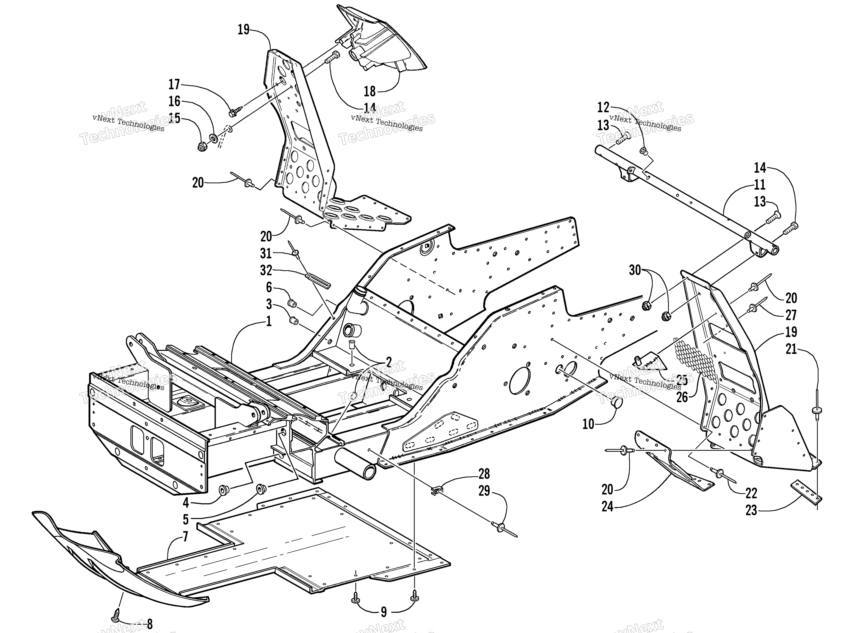 Передняя часть Frame And Footrest Assembly