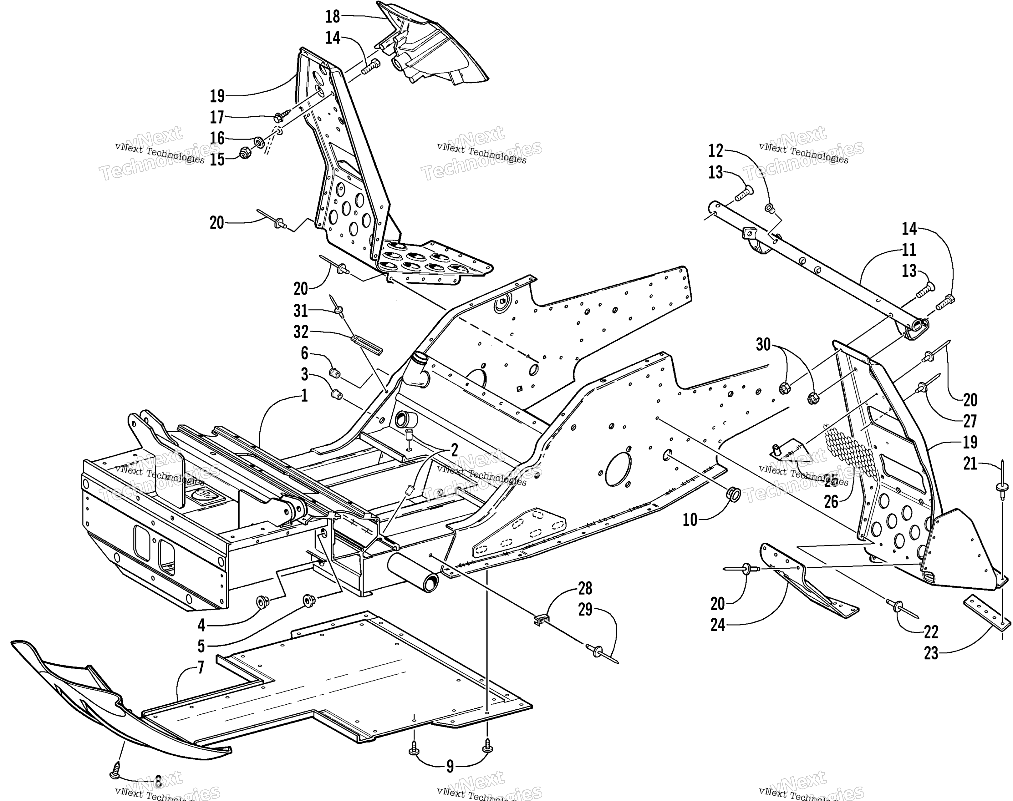 Передняя часть Frame And Footrest Assembly