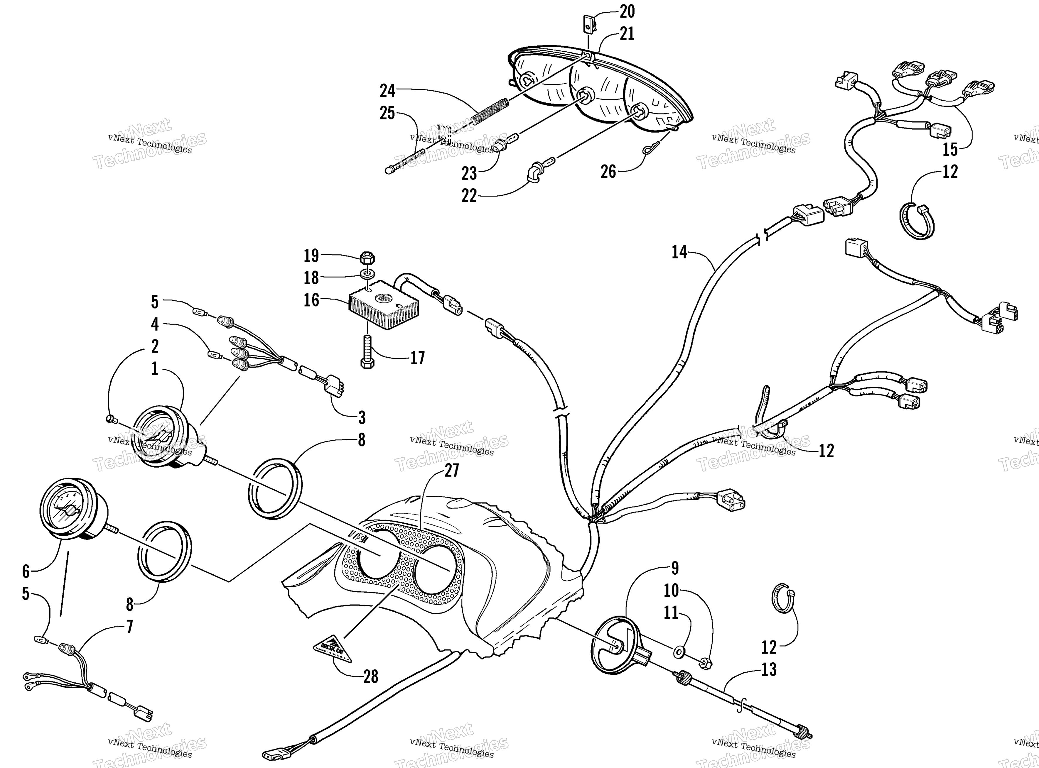 Headlight, Instruments, и Wiring Assemblies