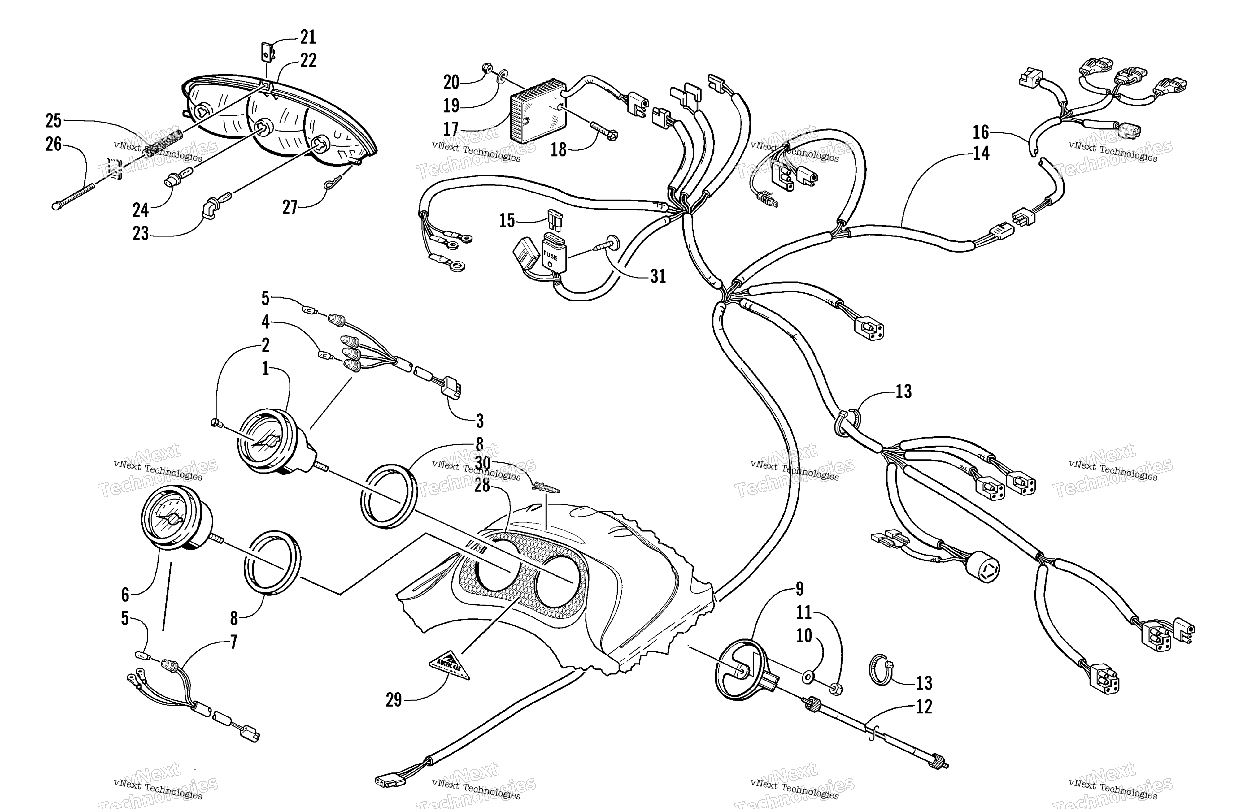 Headlight, Instruments, и Wiring Assemblies (Esr)
