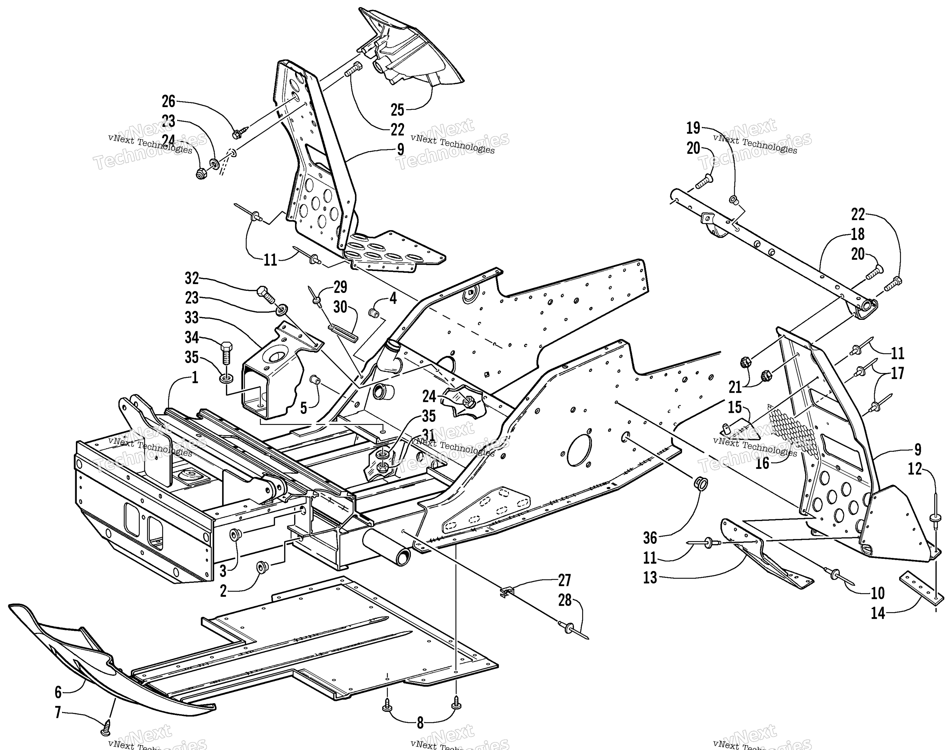 Передняя часть Frame And Footrest Assembly