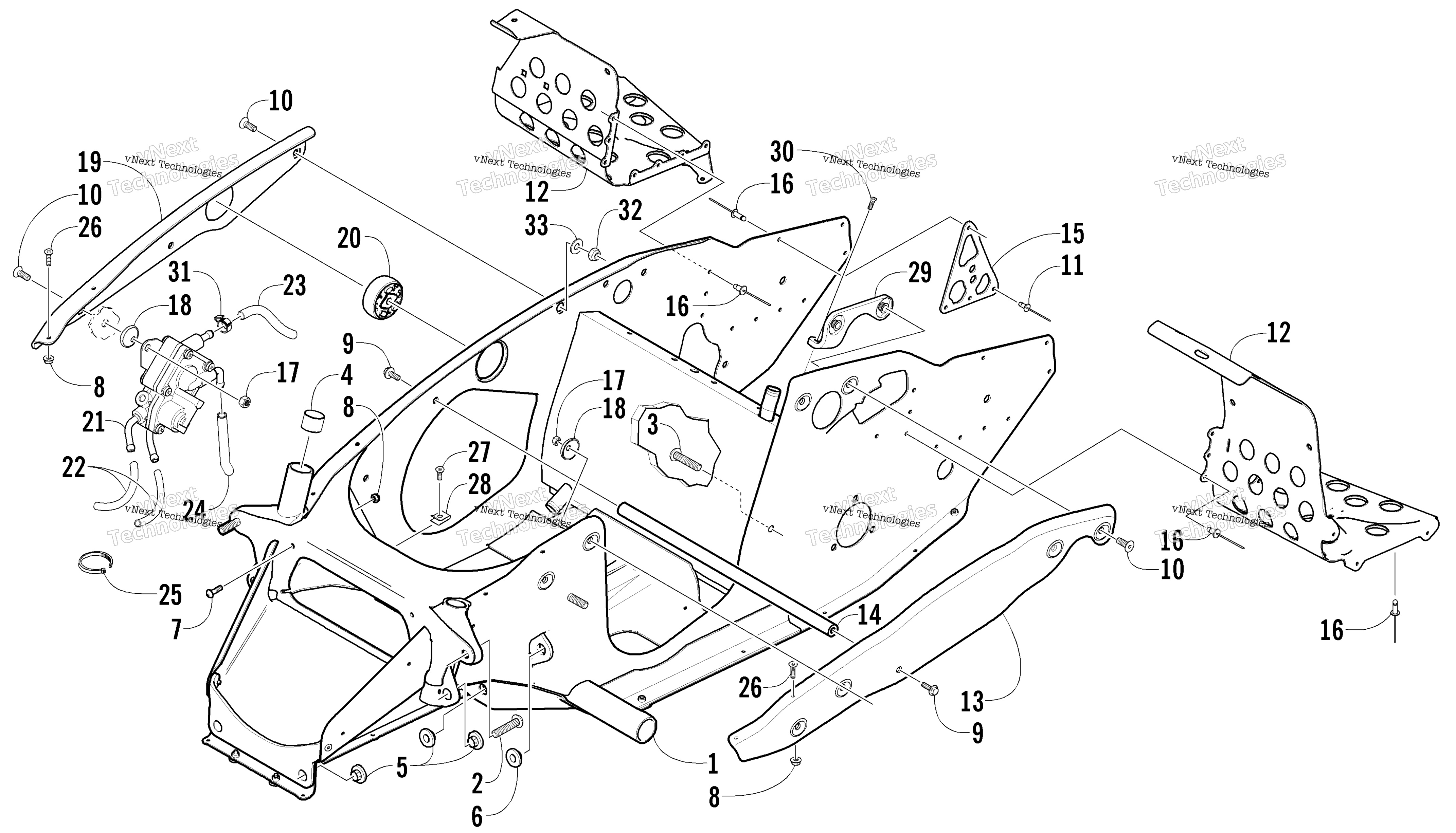 Передняя часть Frame And Footrest Assembly