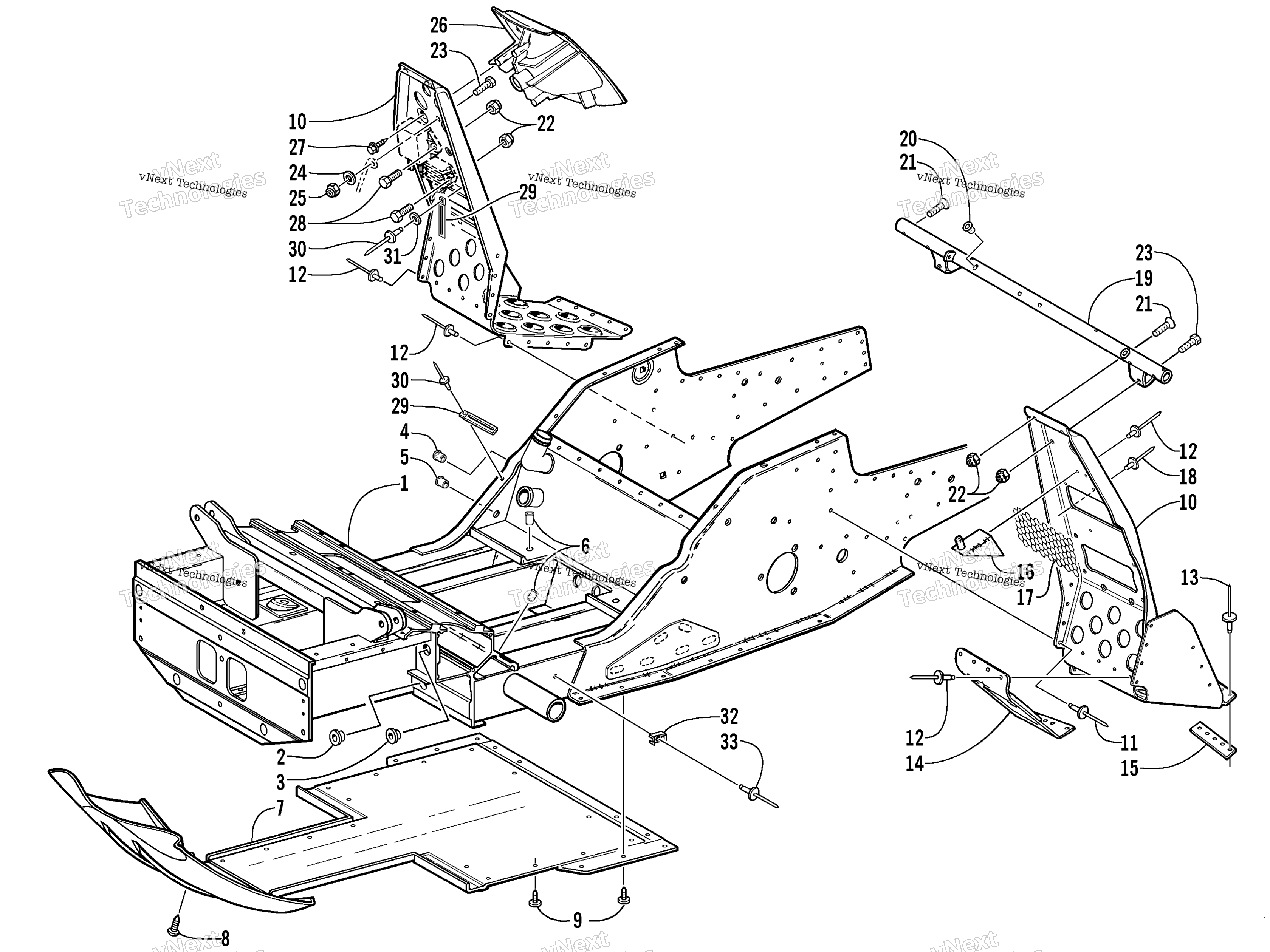 Передняя часть Frame And Footrest Assembly
