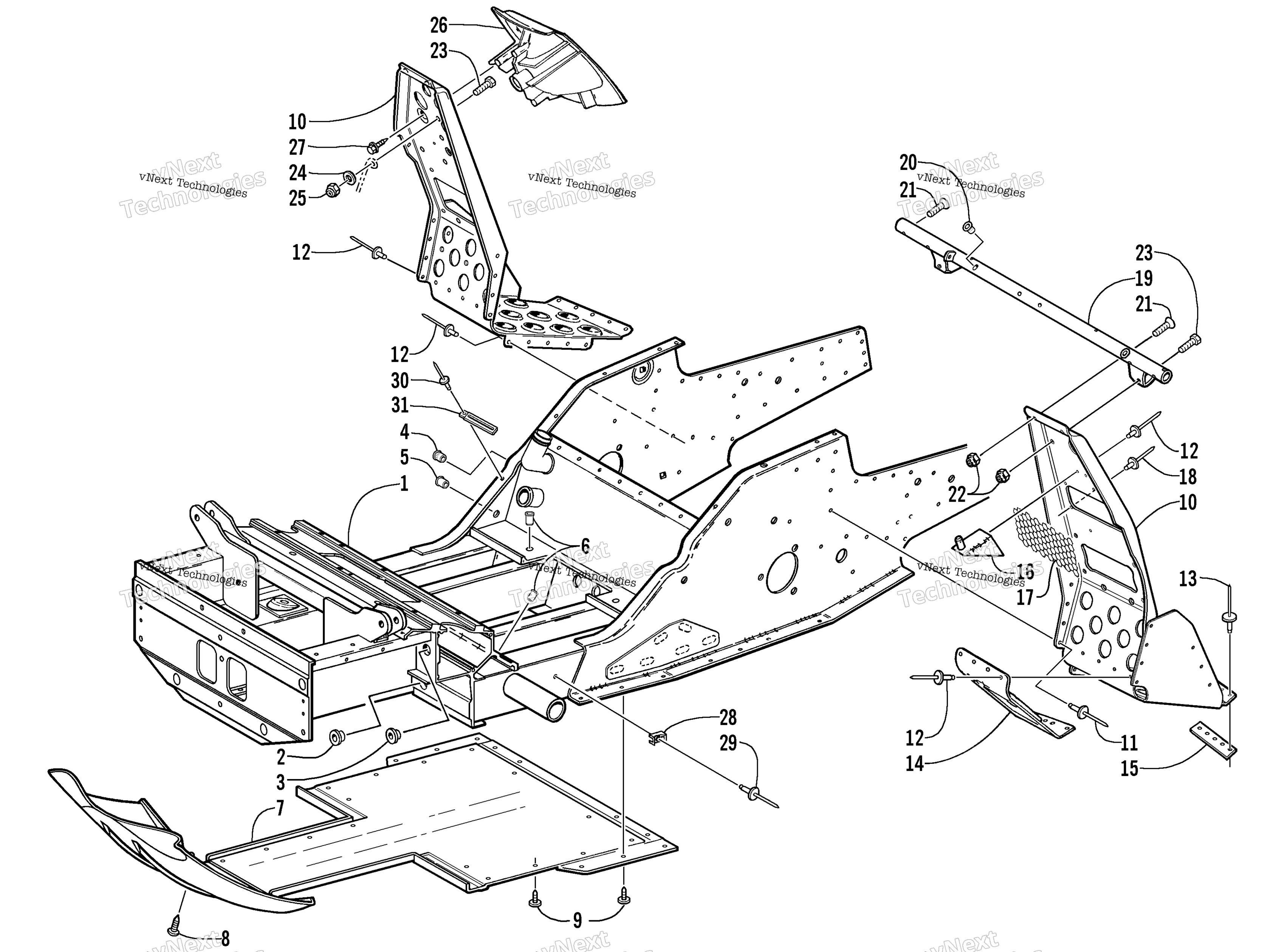 Передняя часть Frame And Footrest Assembly