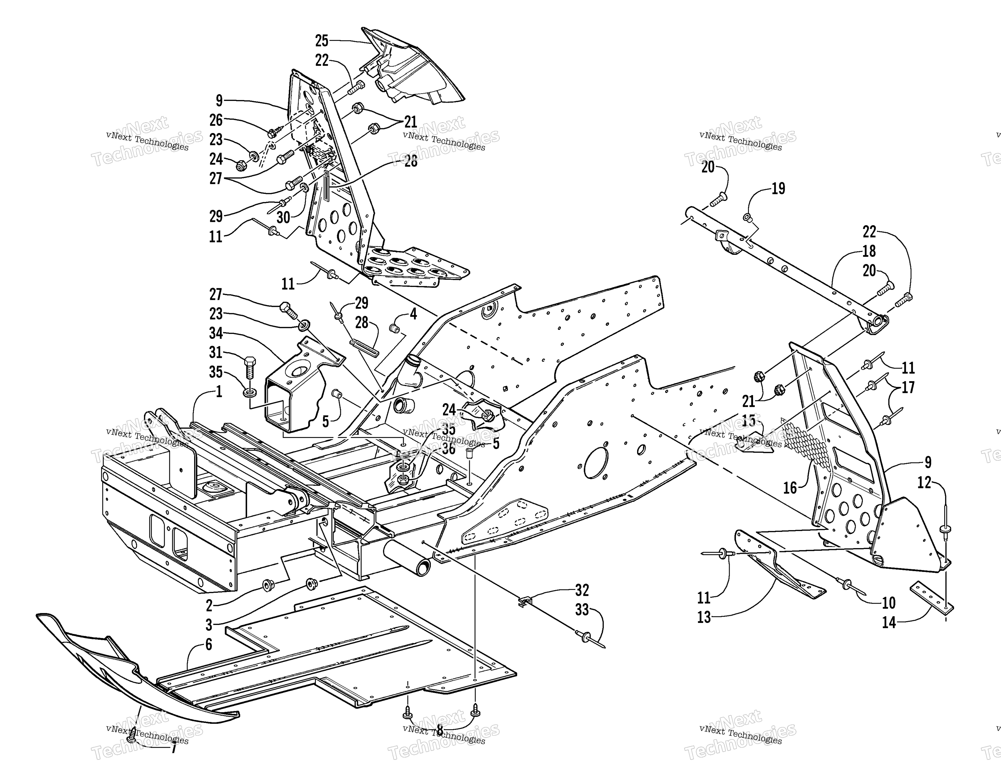 Передняя часть Frame And Footrest Assembly