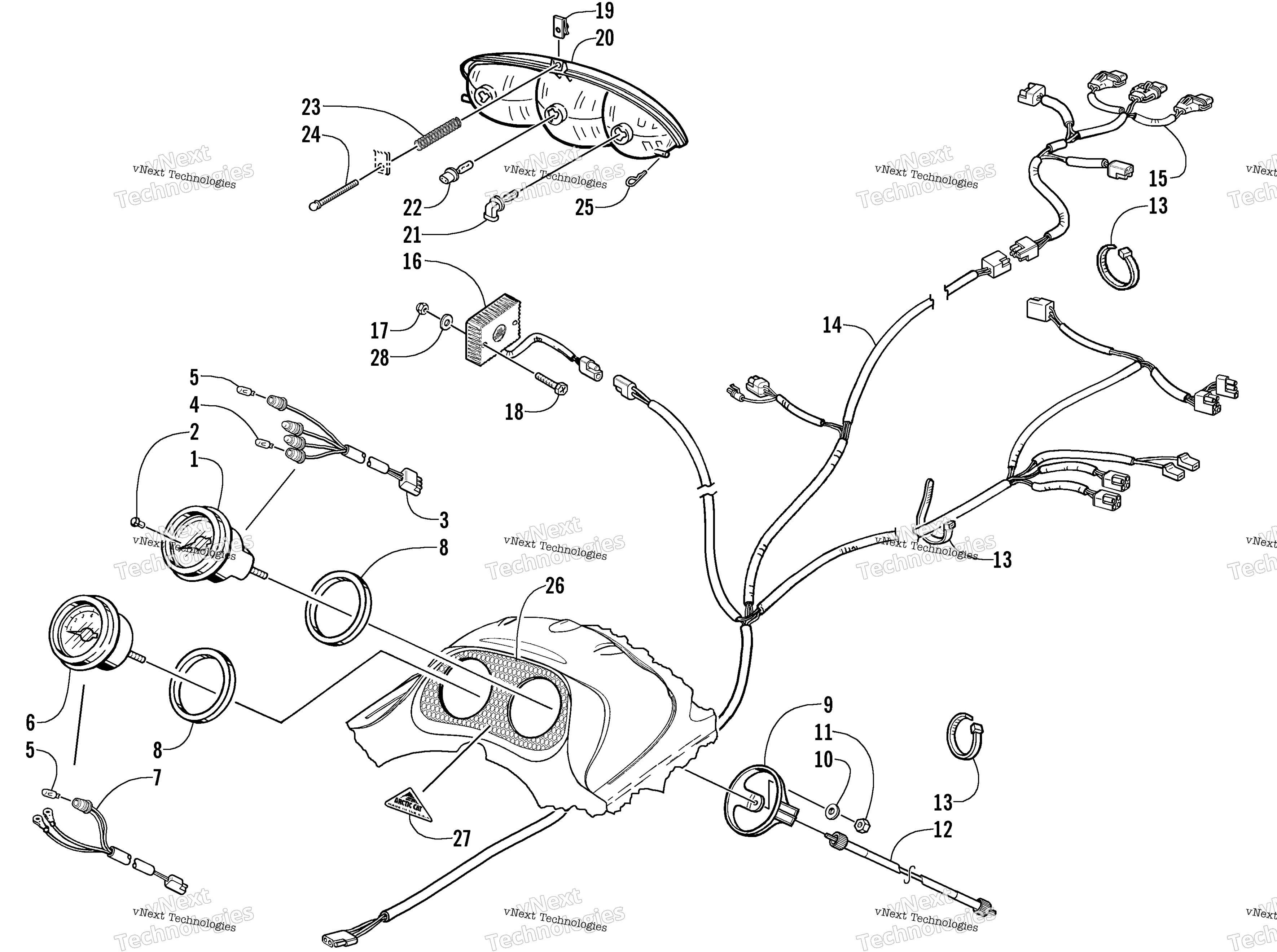 Headlight, Instruments, и Wiring Assemblies