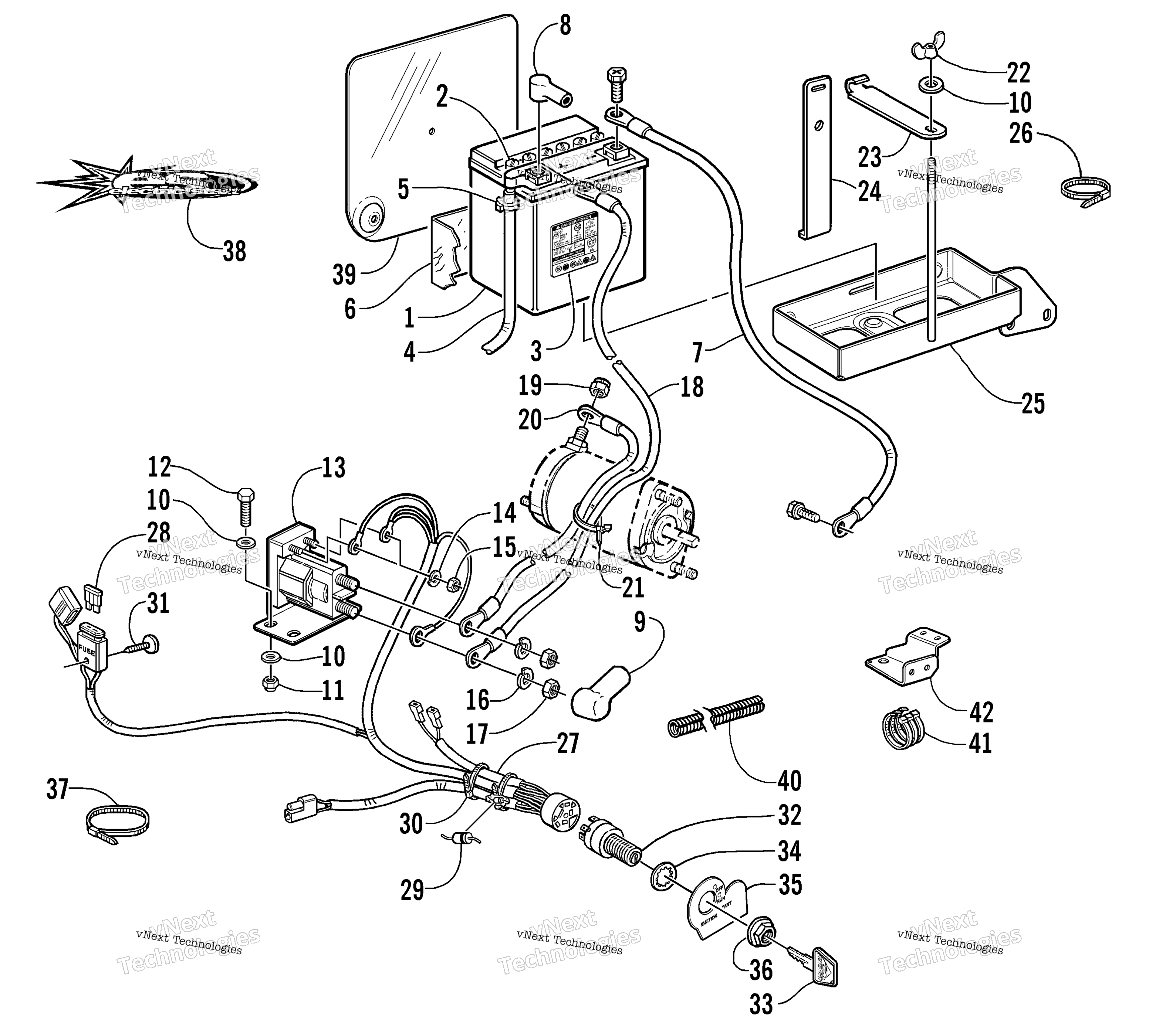 Battery, Solenoid, и Cables (Optional)