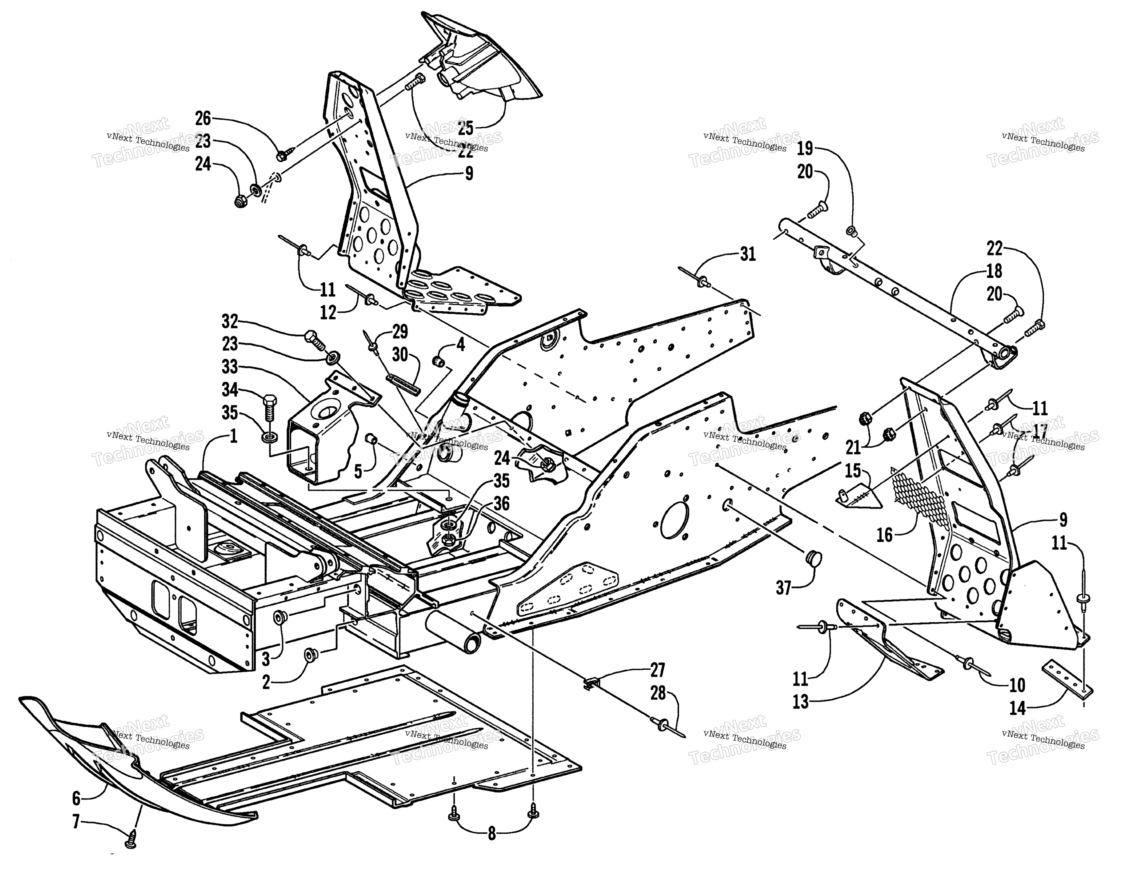 Передняя часть Frame And Footrest Assembly