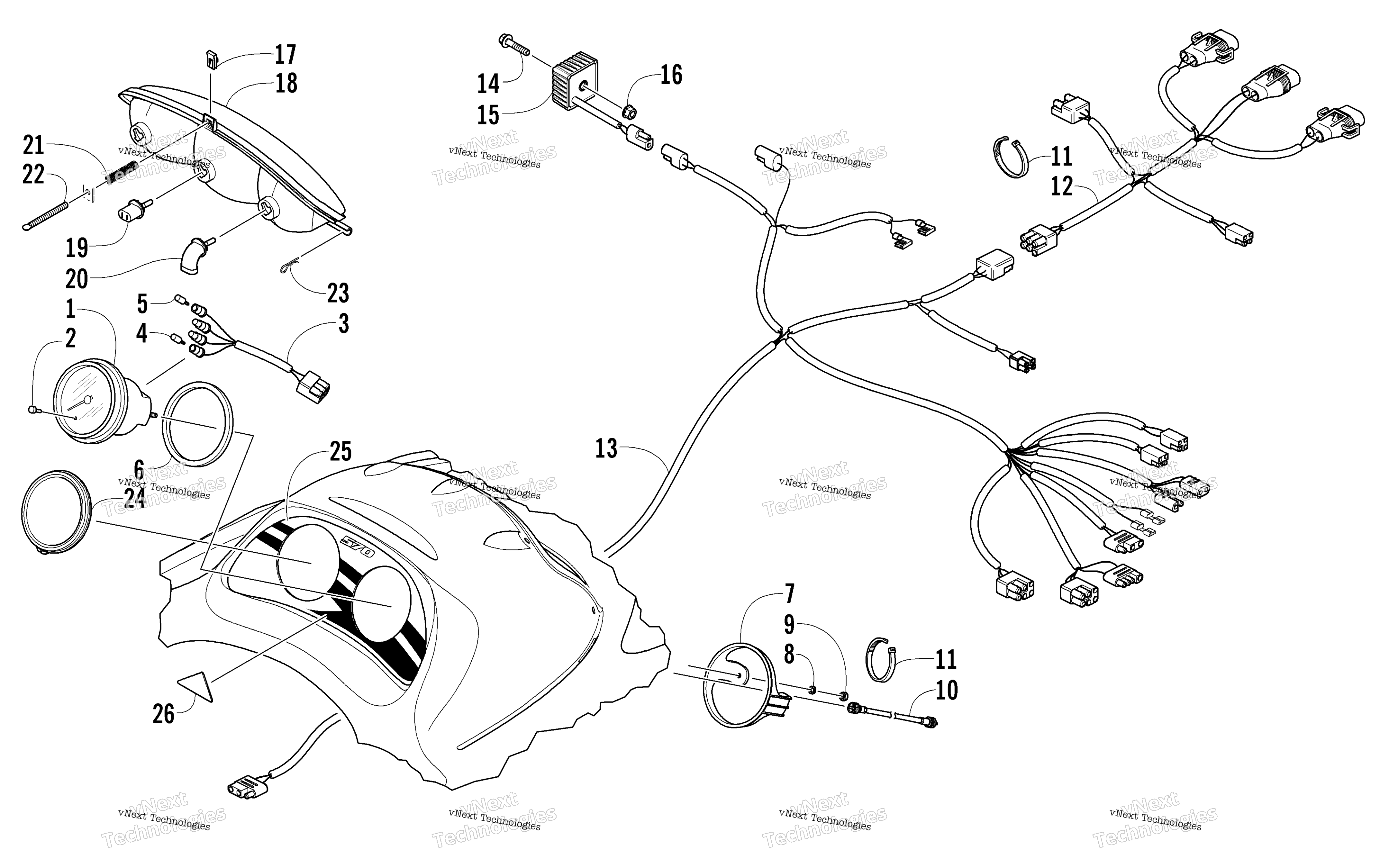 Headlight, Instruments, и Wiring Assemblies