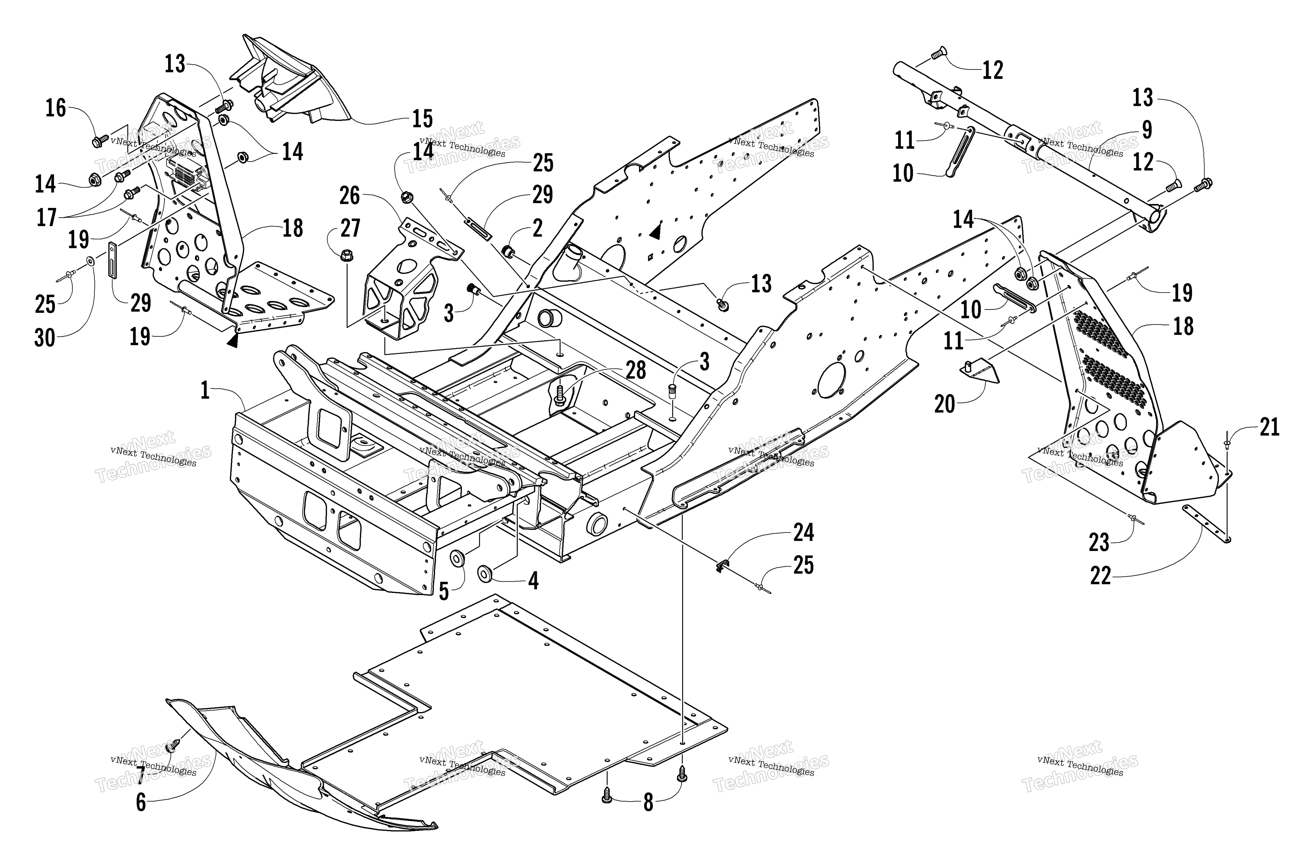 Передняя часть Frame And Footrest Assembly
