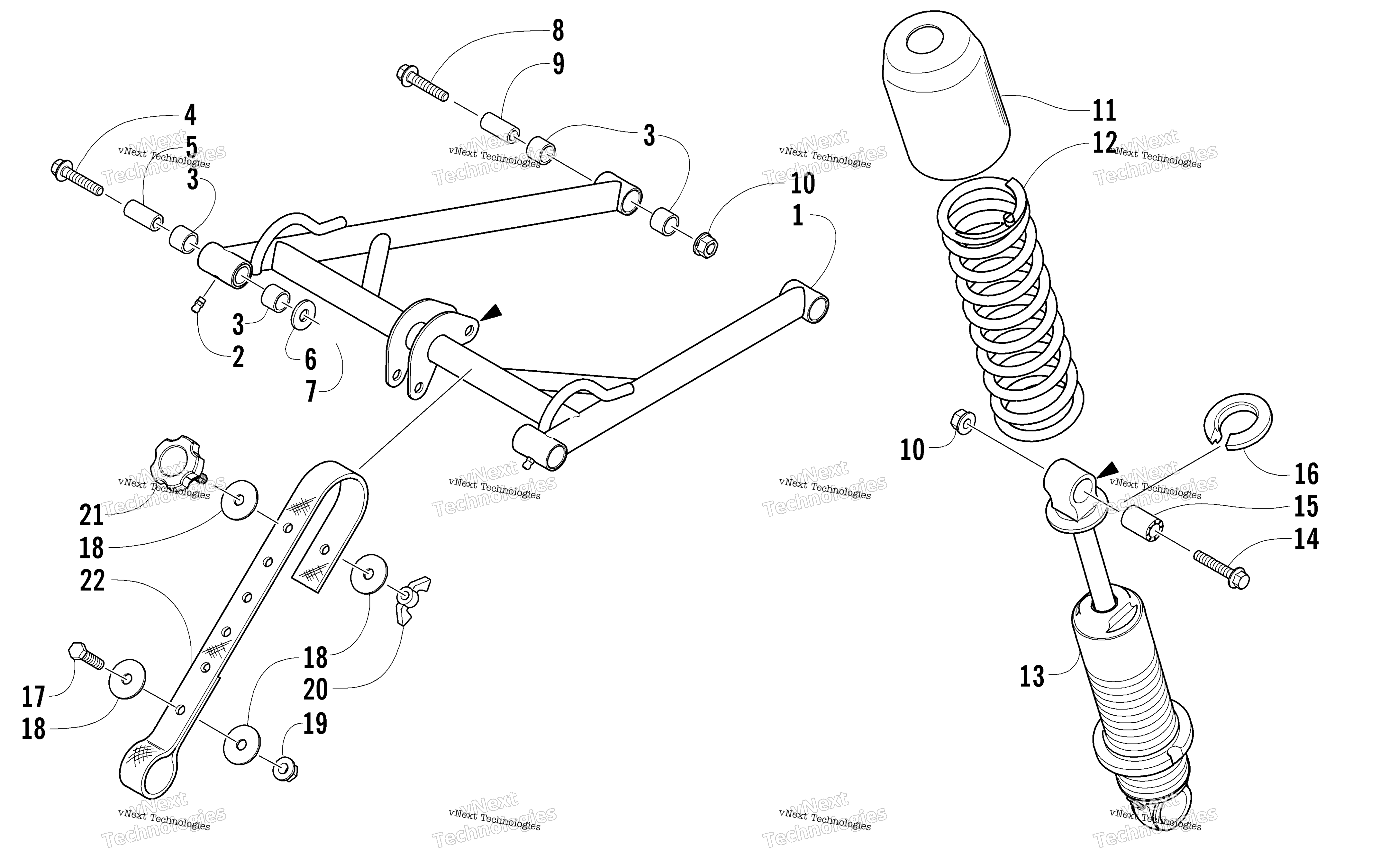 Задняя часть Suspension Front Arm Assembly