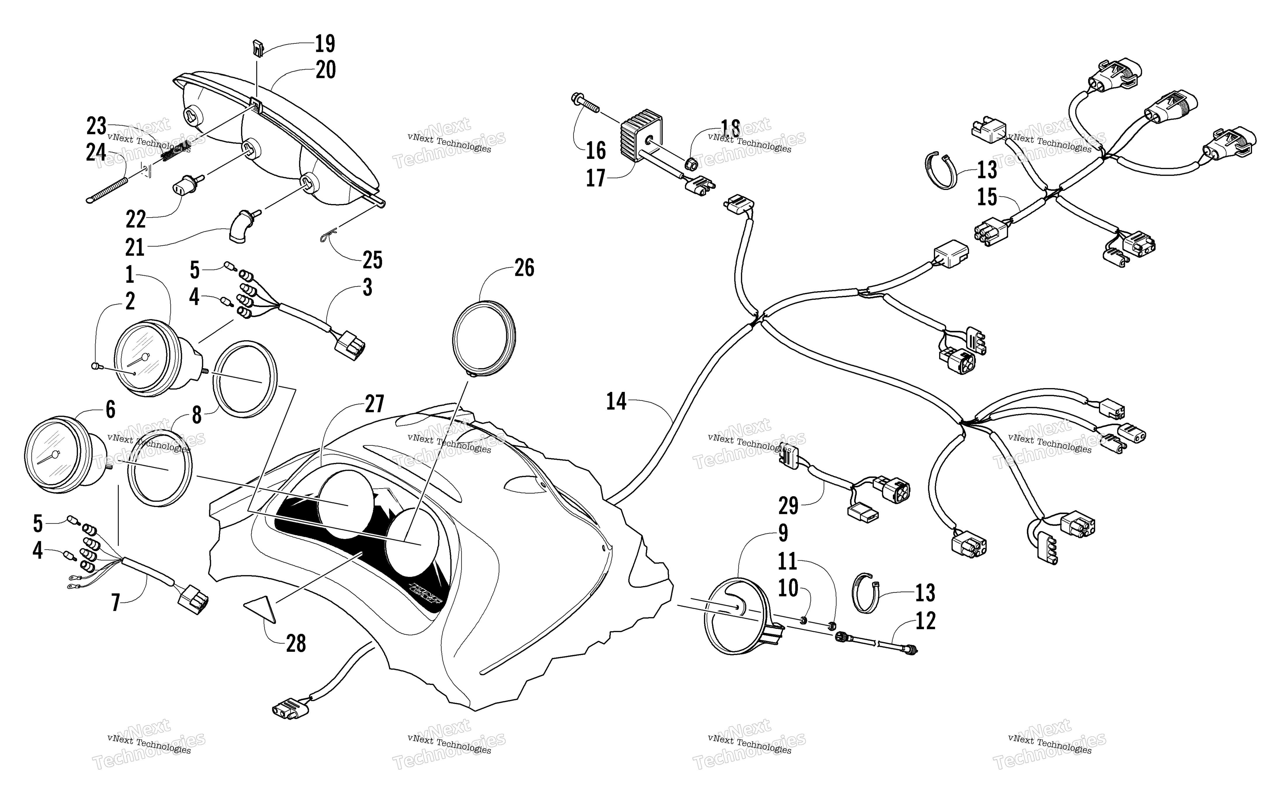 Headlight, Instruments, и Wiring Assemblies