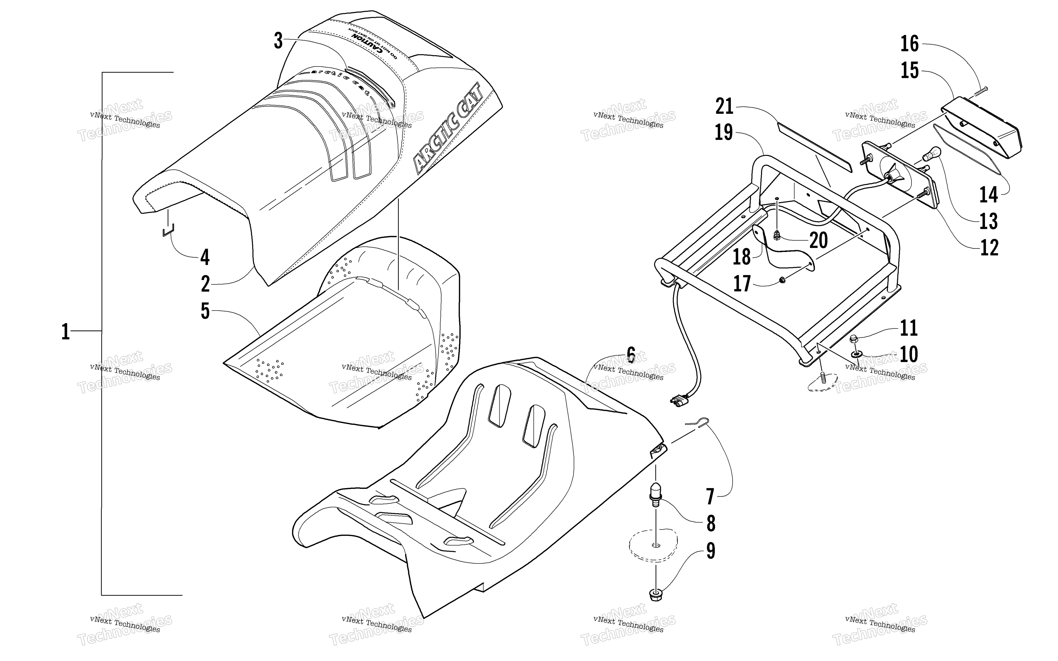 Seat, Rack, и Taillight узел