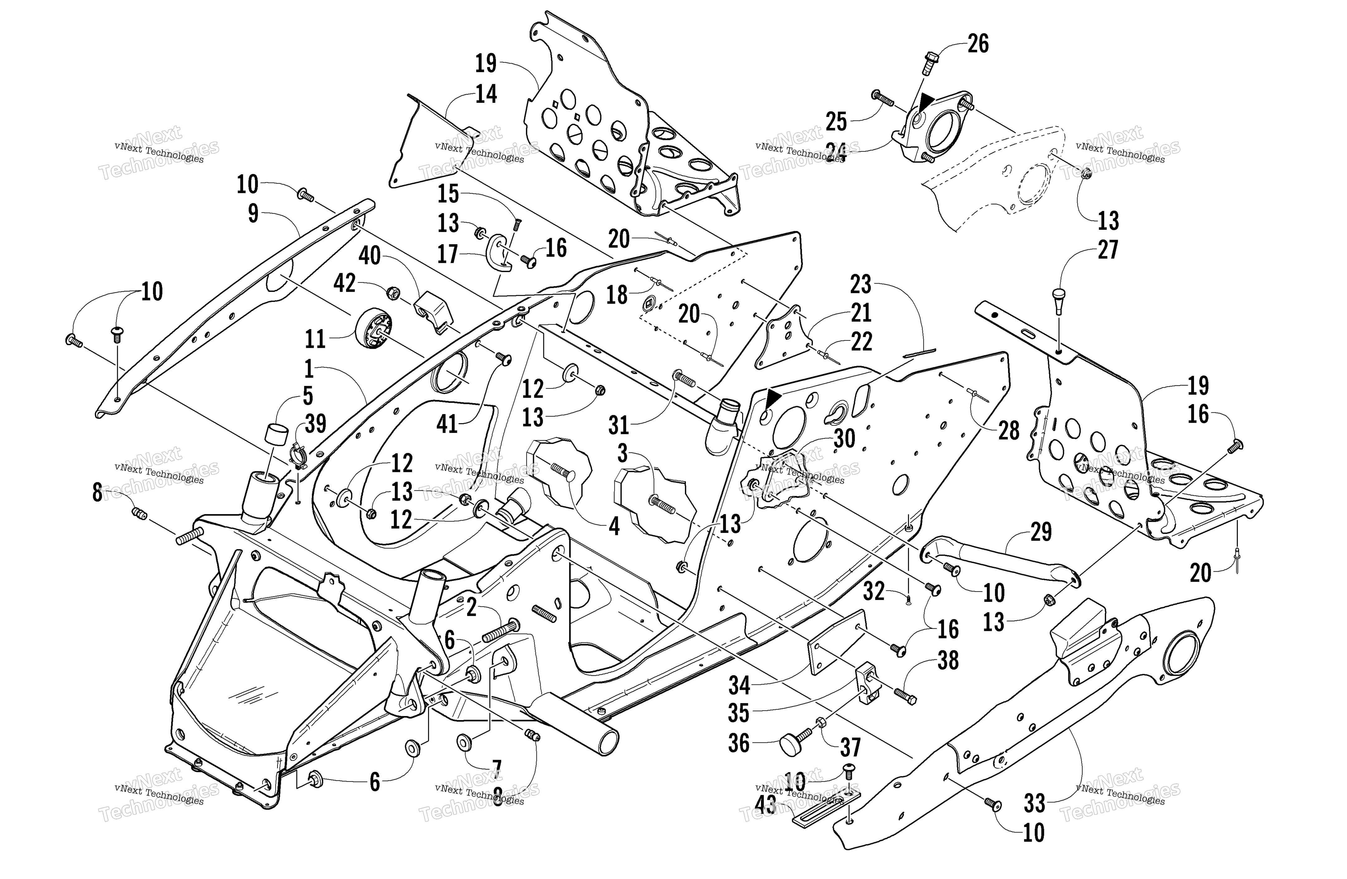 Передняя часть Frame And Footrest Assembly