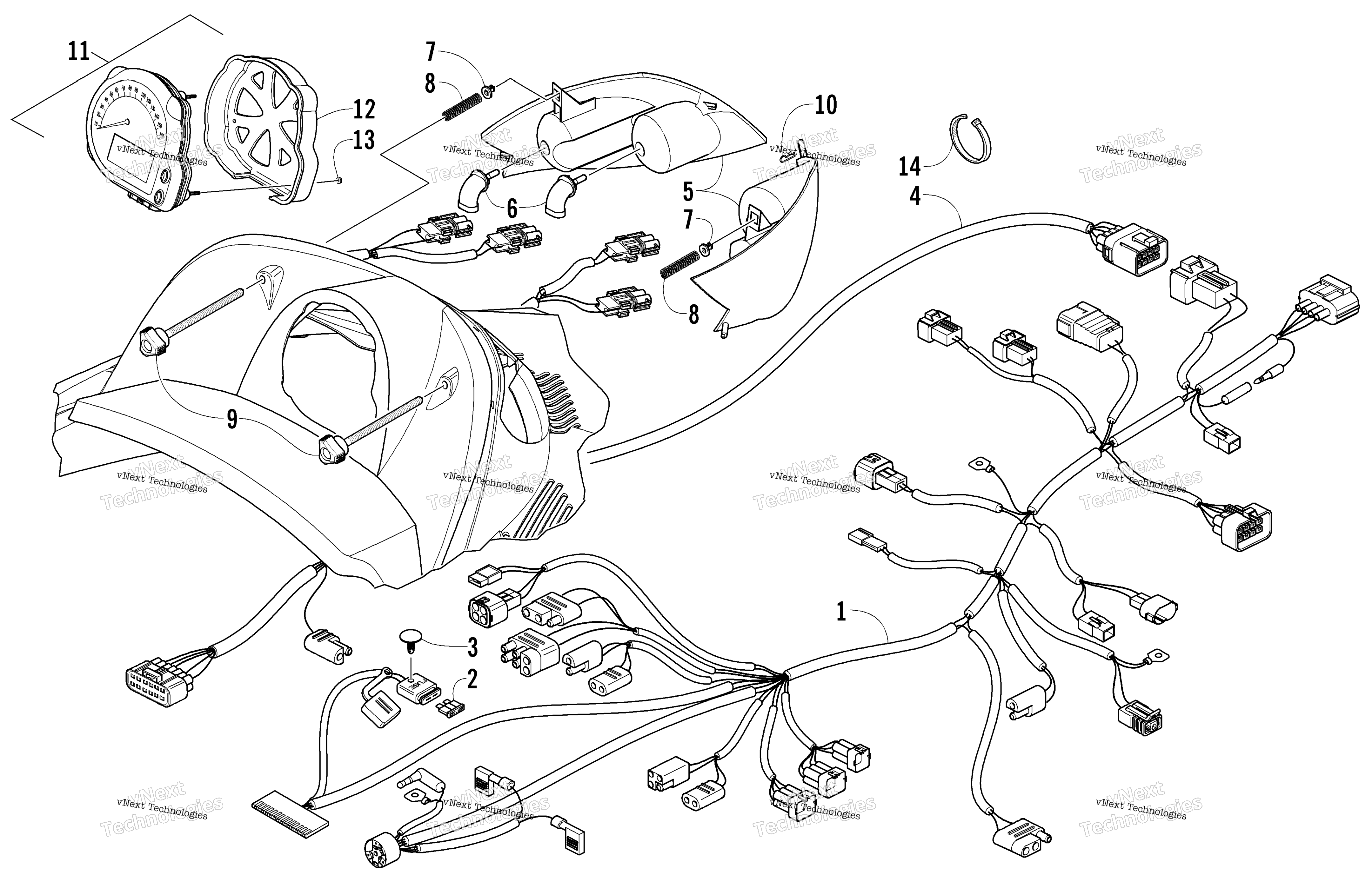 Headlight, Instruments, и Wiring Assemblies