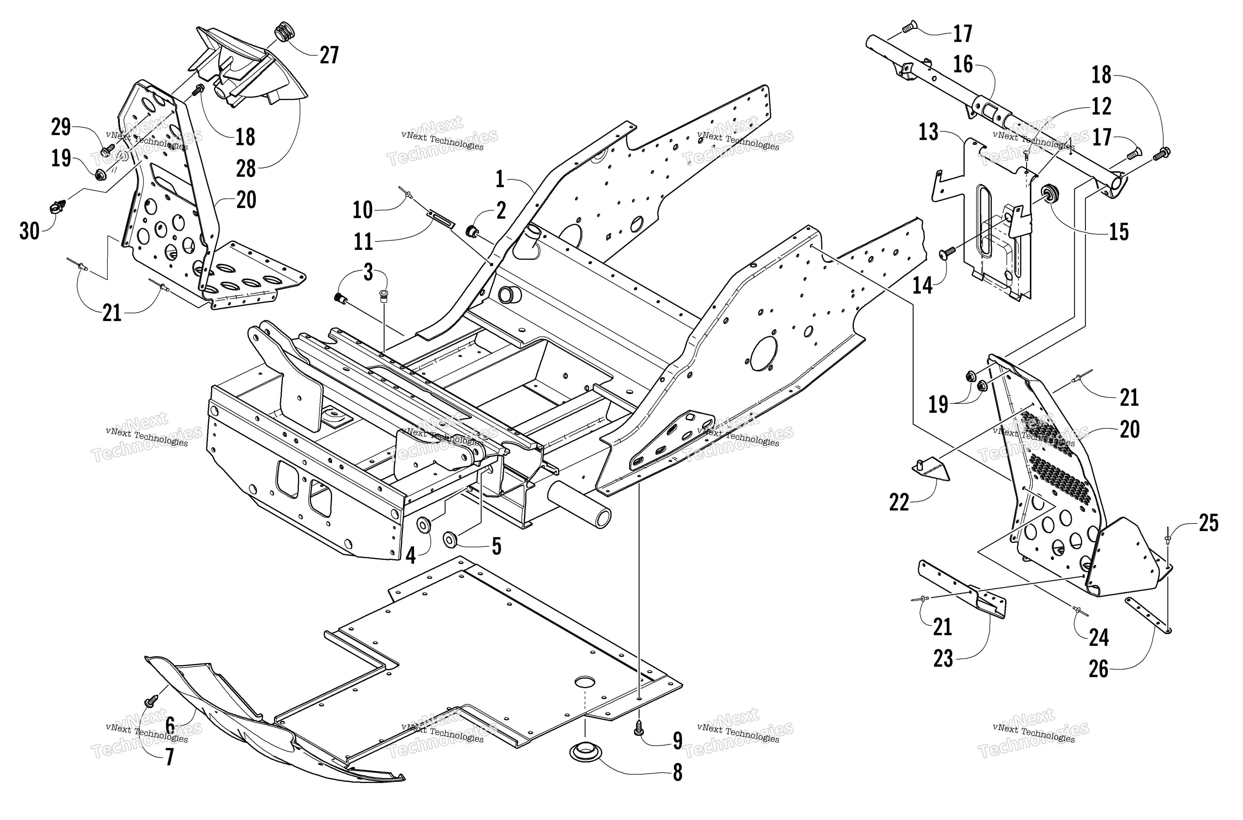 Передняя часть Frame And Footrest Assembly