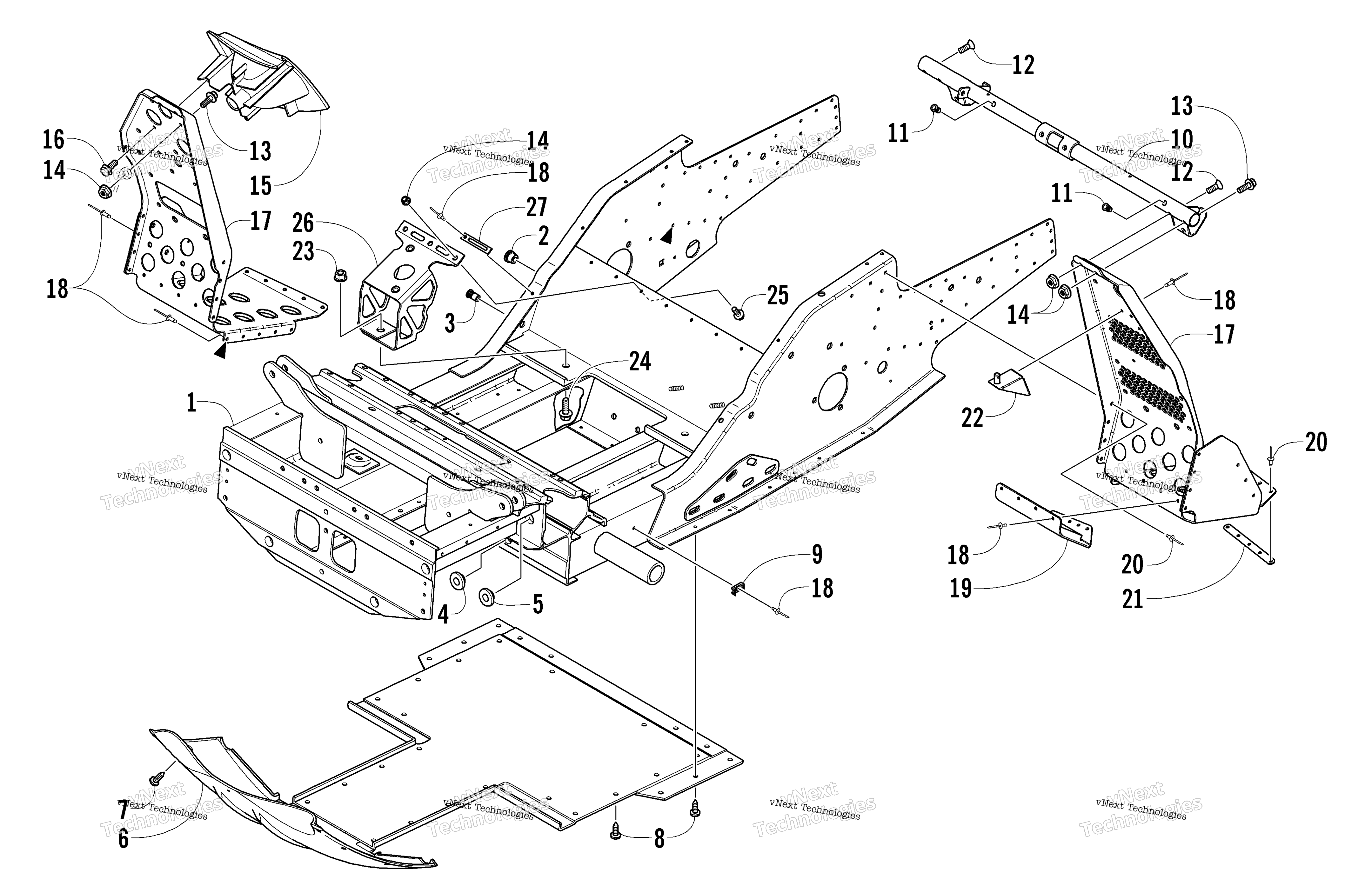 Передняя часть Frame And Footrest Assembly