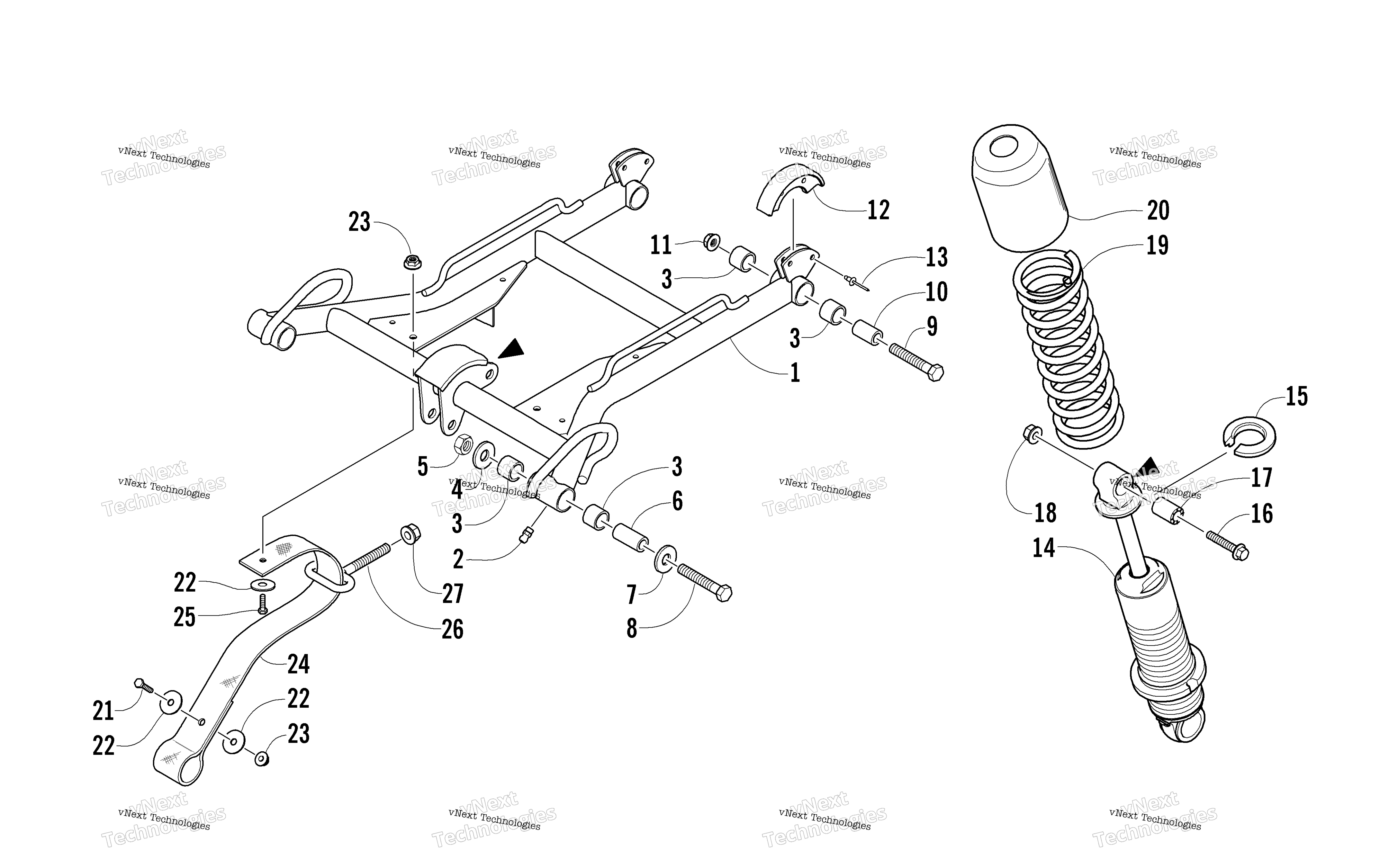 Задняя часть Suspension Front Arm Assembly