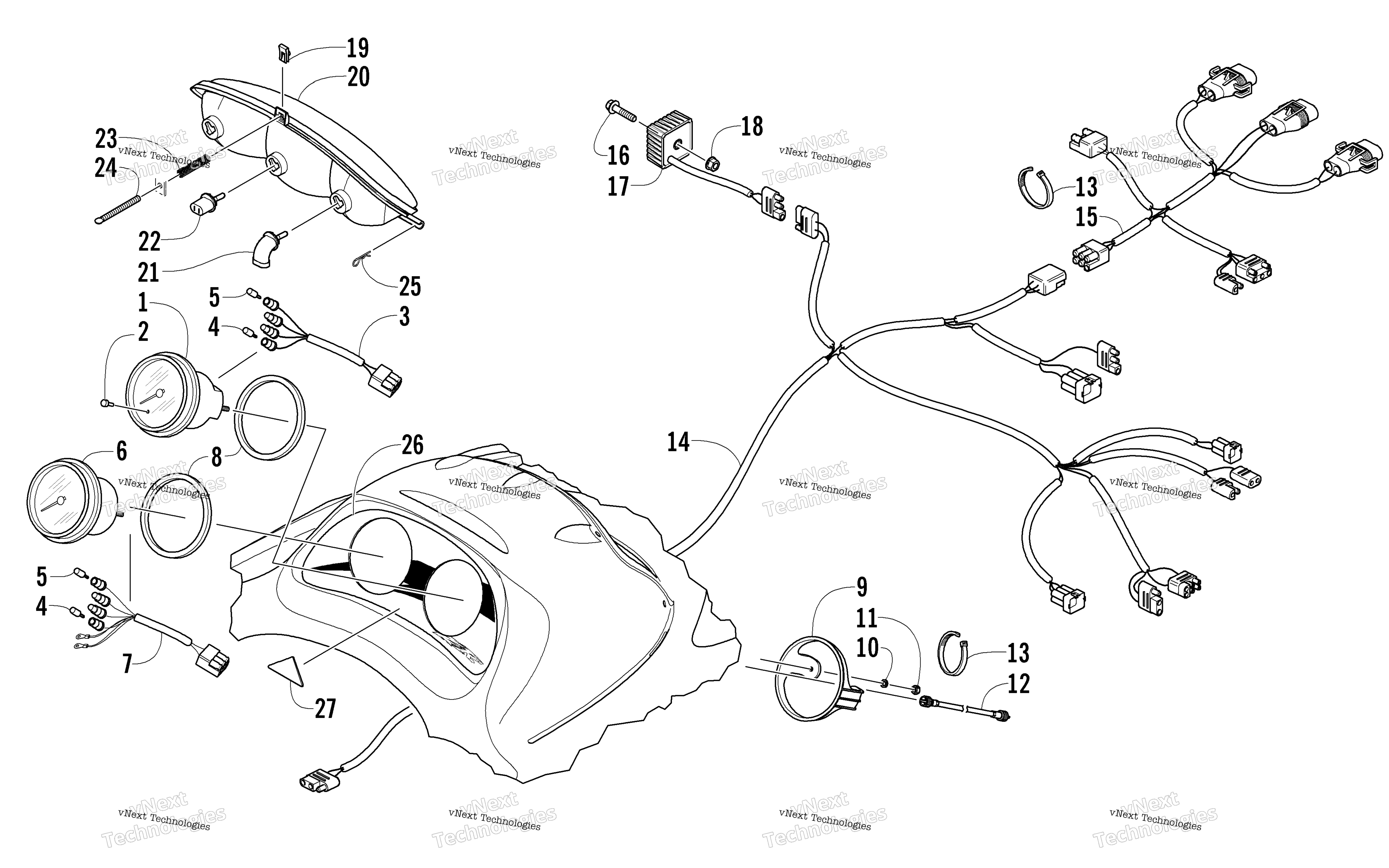 Headlight, Instruments, и Wiring Assemblies