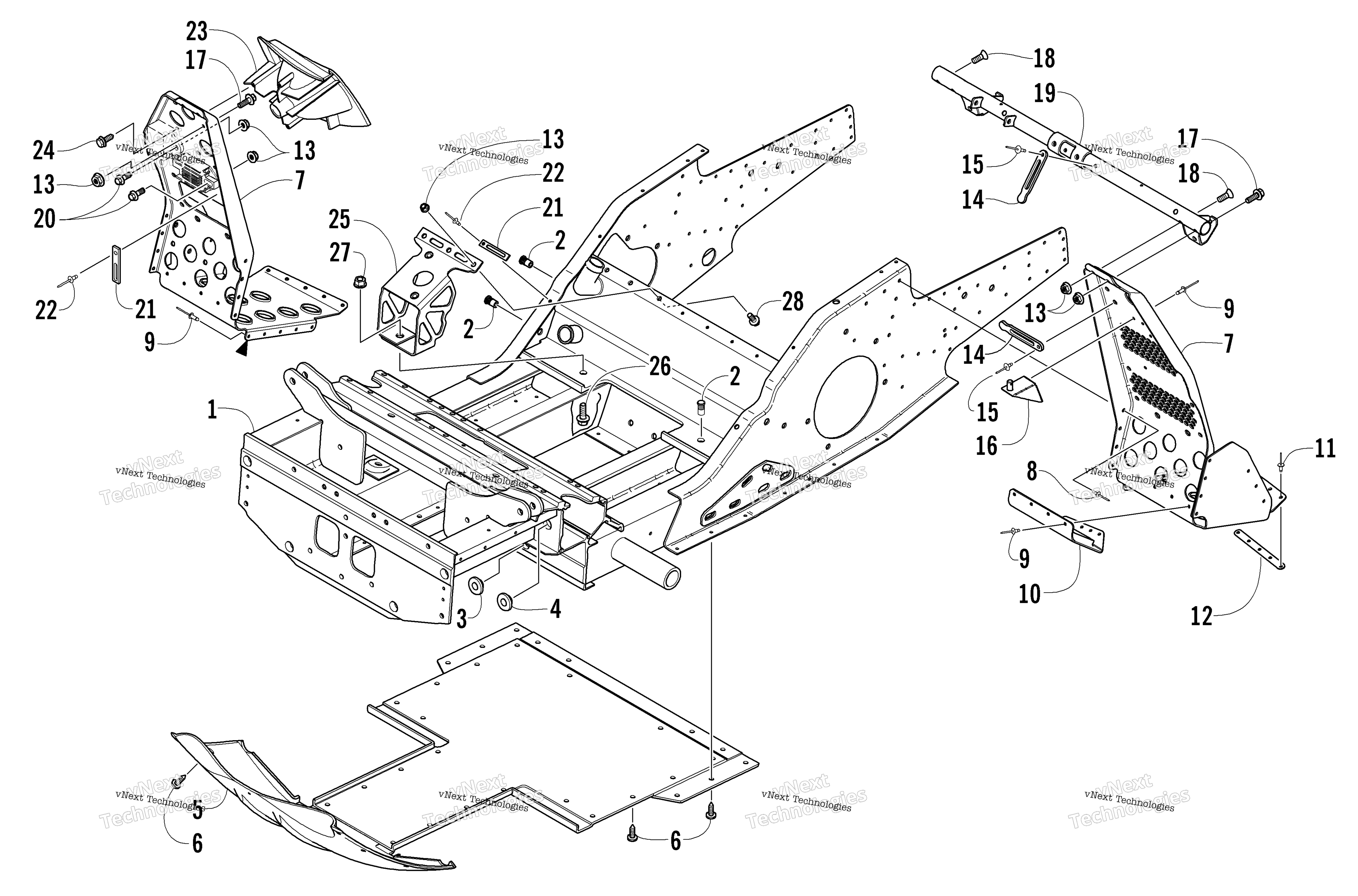Передняя часть Frame And Footrest Assembly