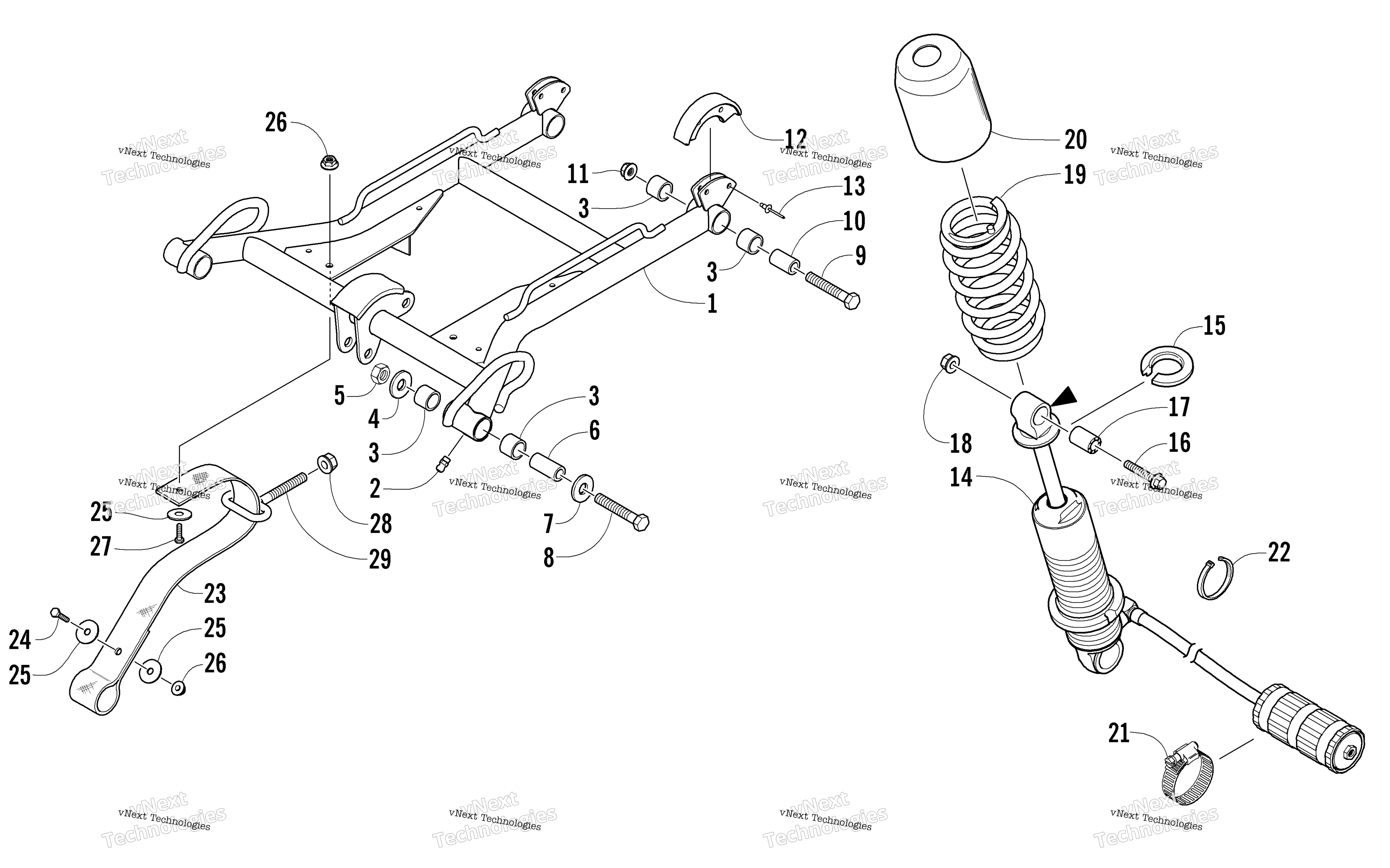 Задняя часть Suspension Front Arm Assembly