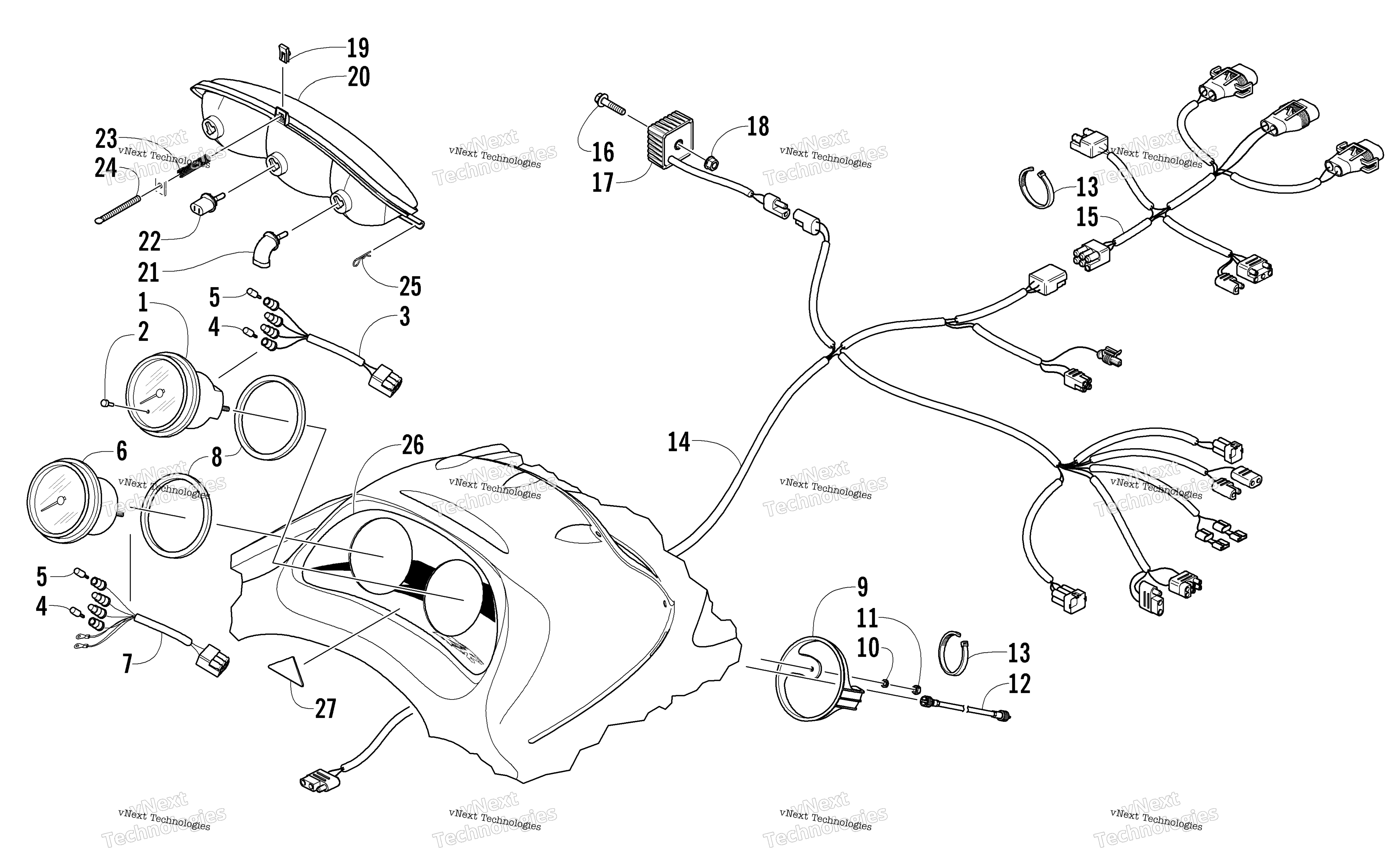 Headlight, Instruments, и Wiring Assemblies