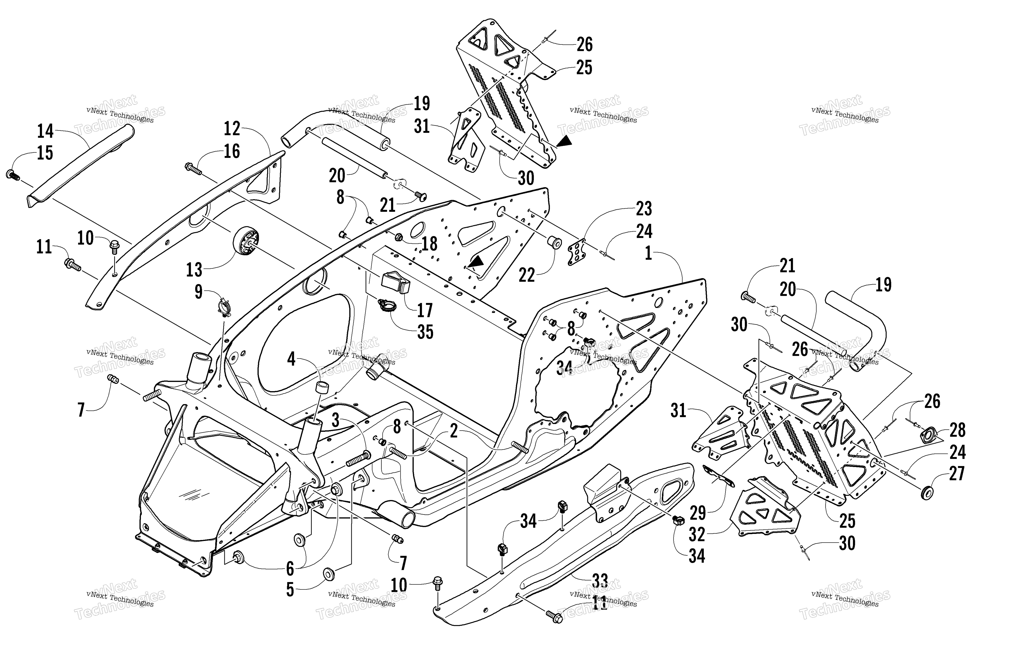 Передняя часть Frame And Footrest Assembly