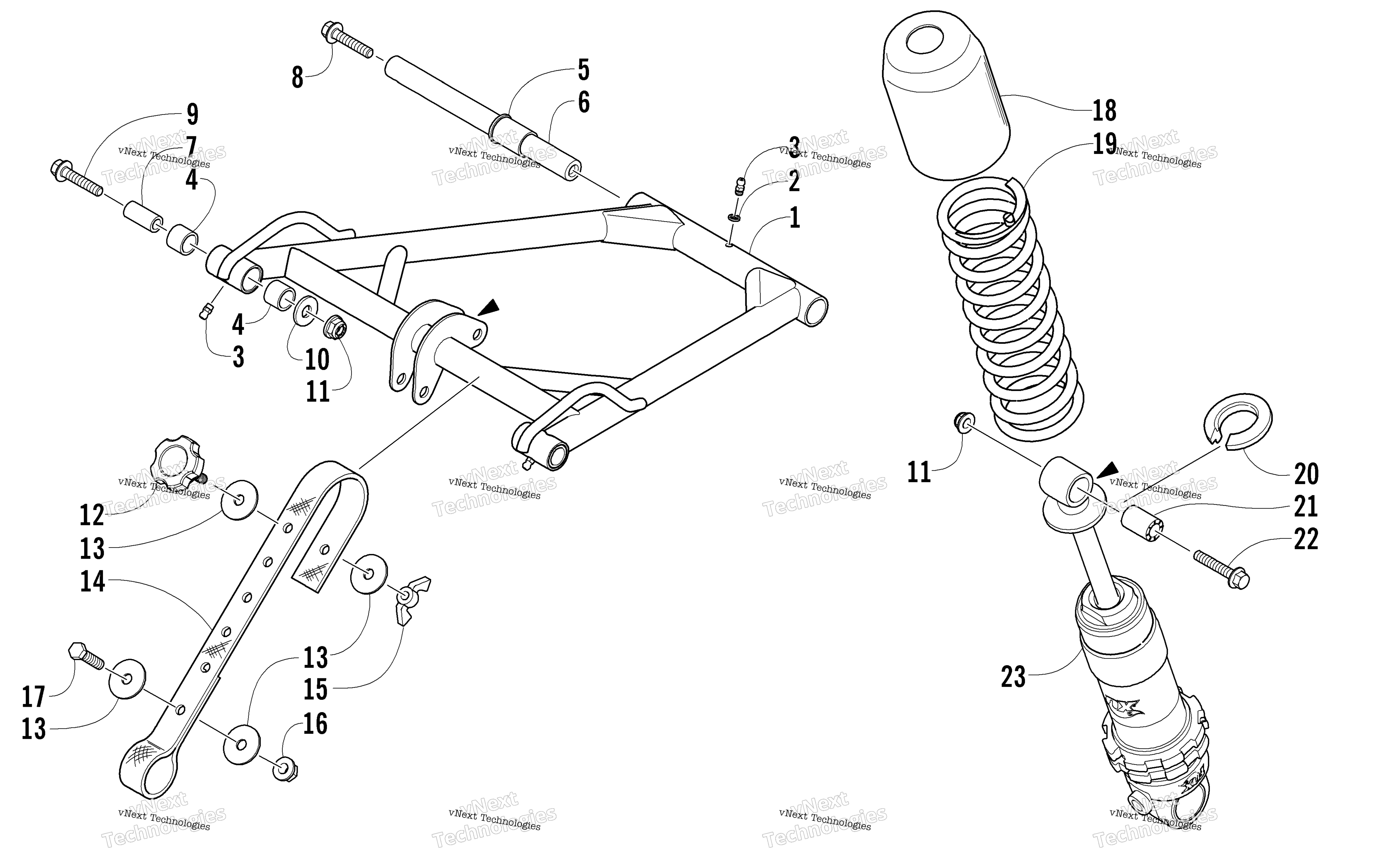 Задняя часть Suspension Front Arm Assembly
