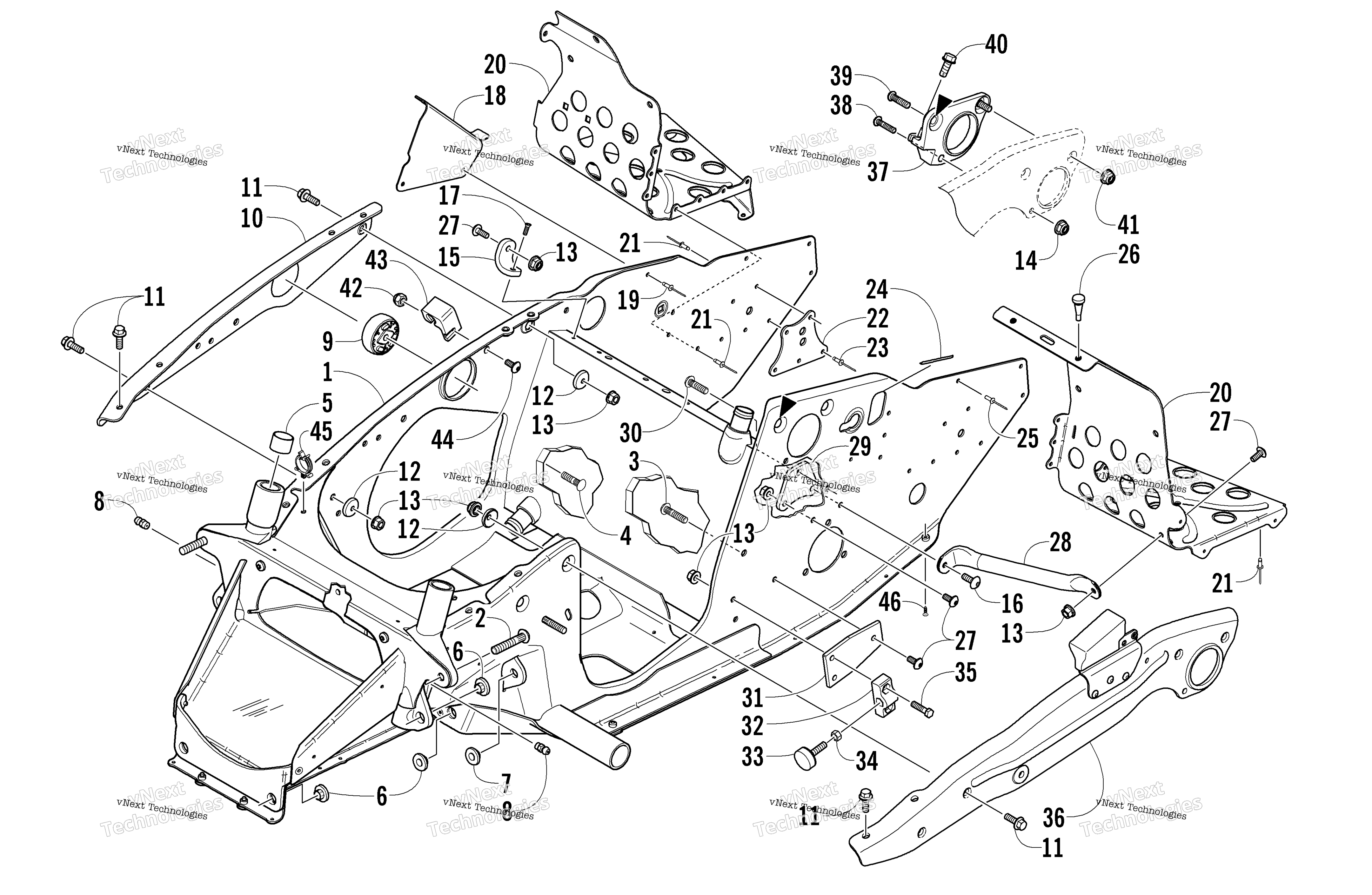 Передняя часть Frame And Footrest Assembly