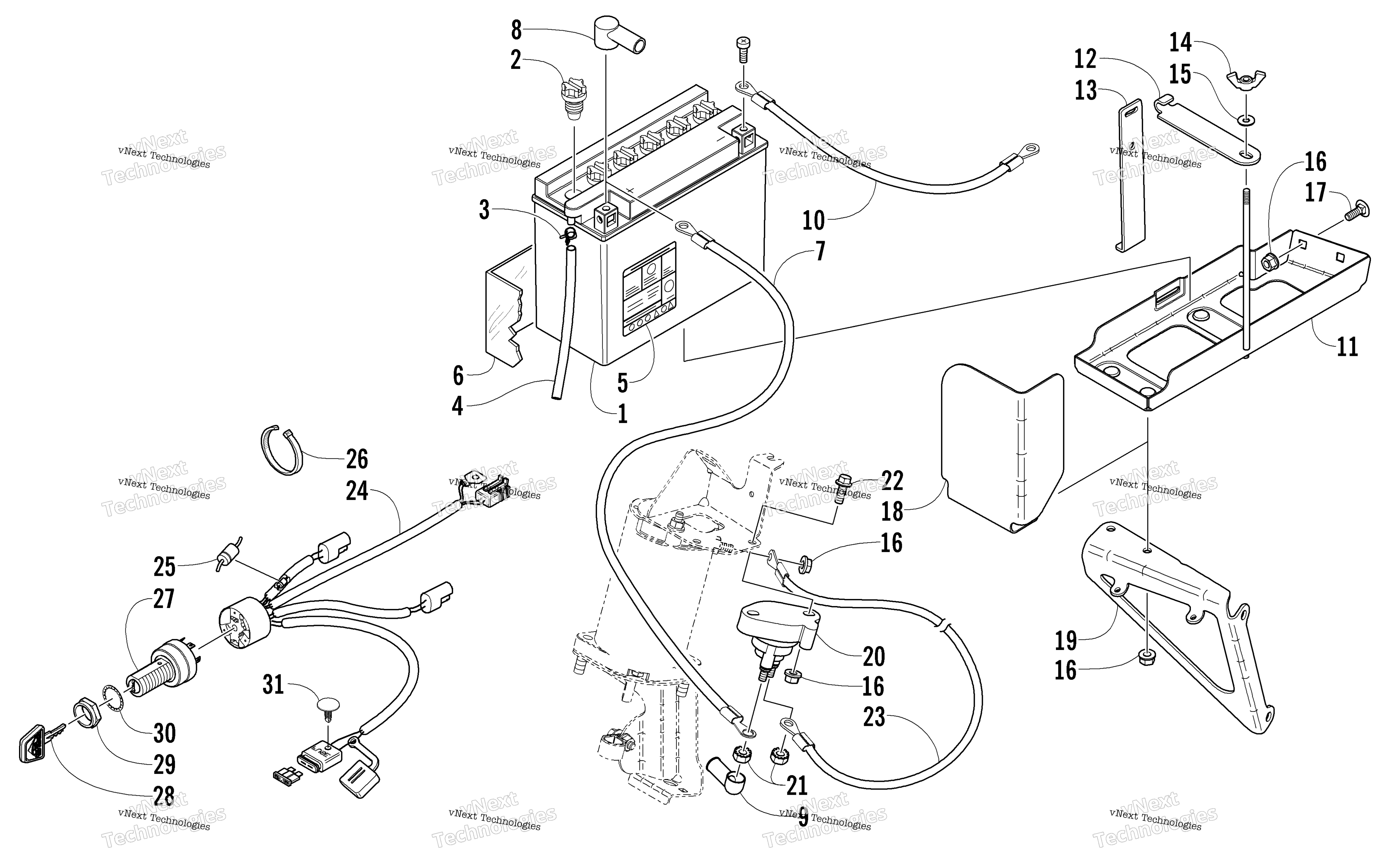 Battery, Solenoid, и Cables