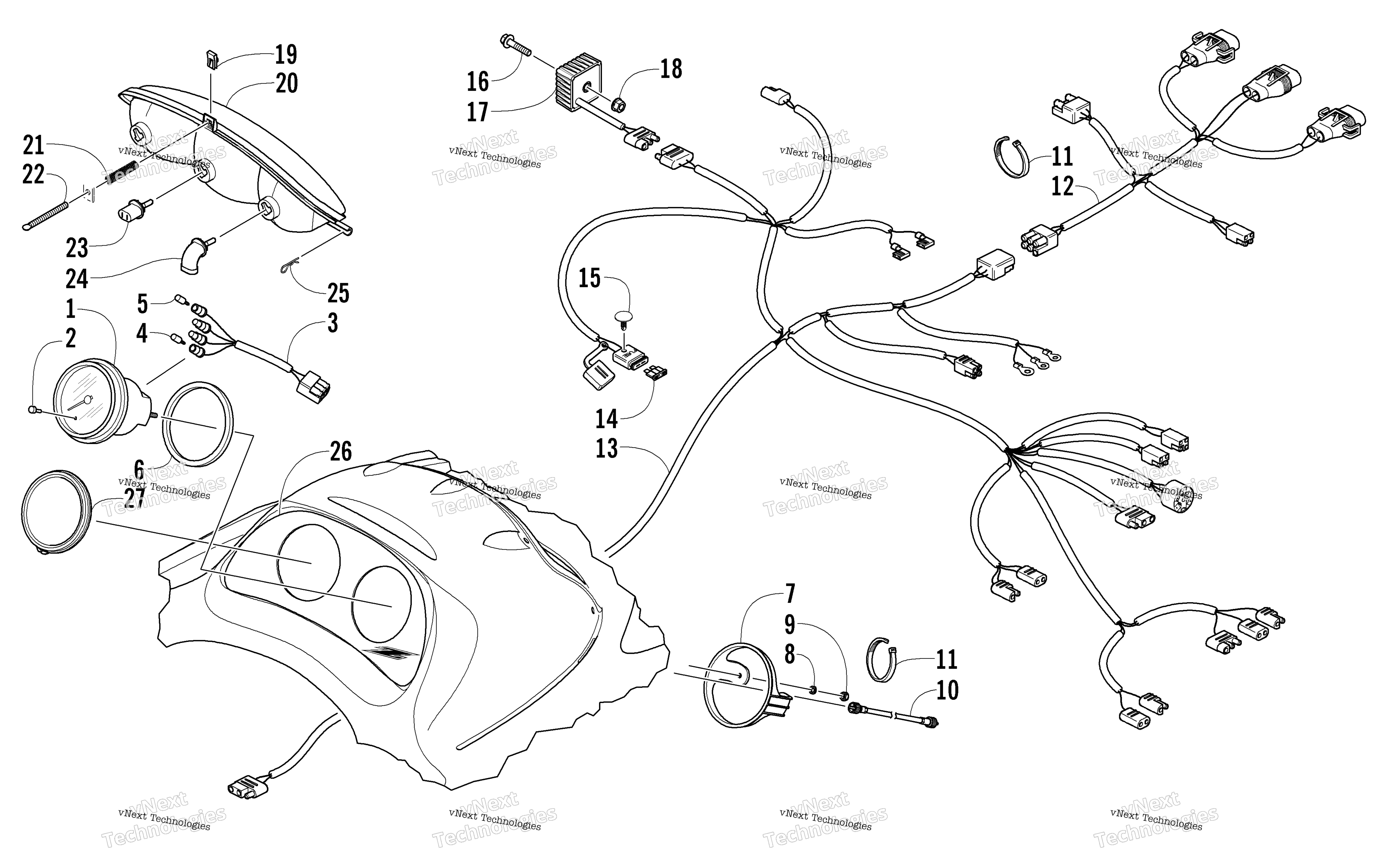 Headlight, Instruments, и Wiring Assemblies