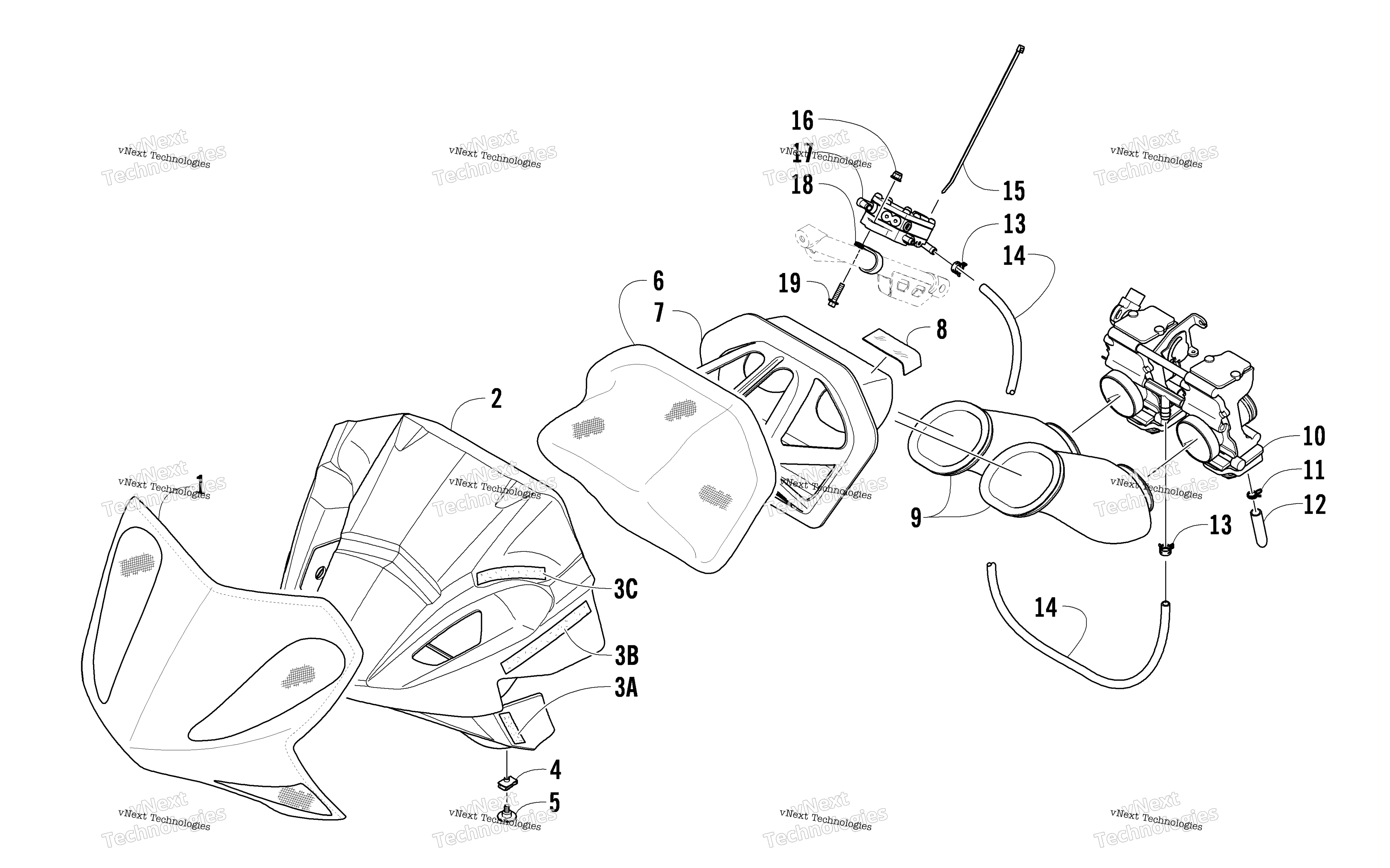 Воздушный Silencer, Carburetor, и топливный насос узел