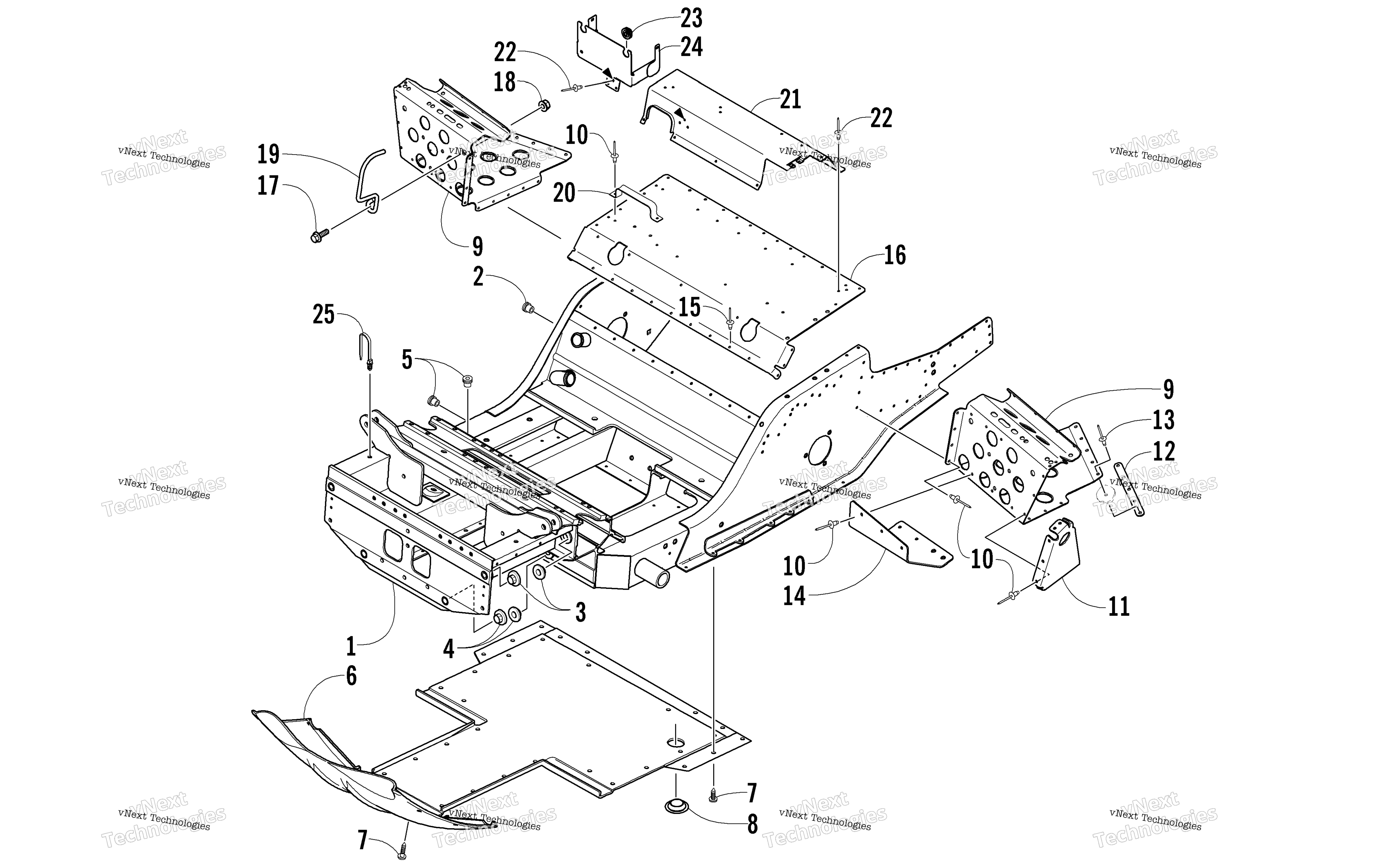 Передняя часть Frame And Footrest Assembly