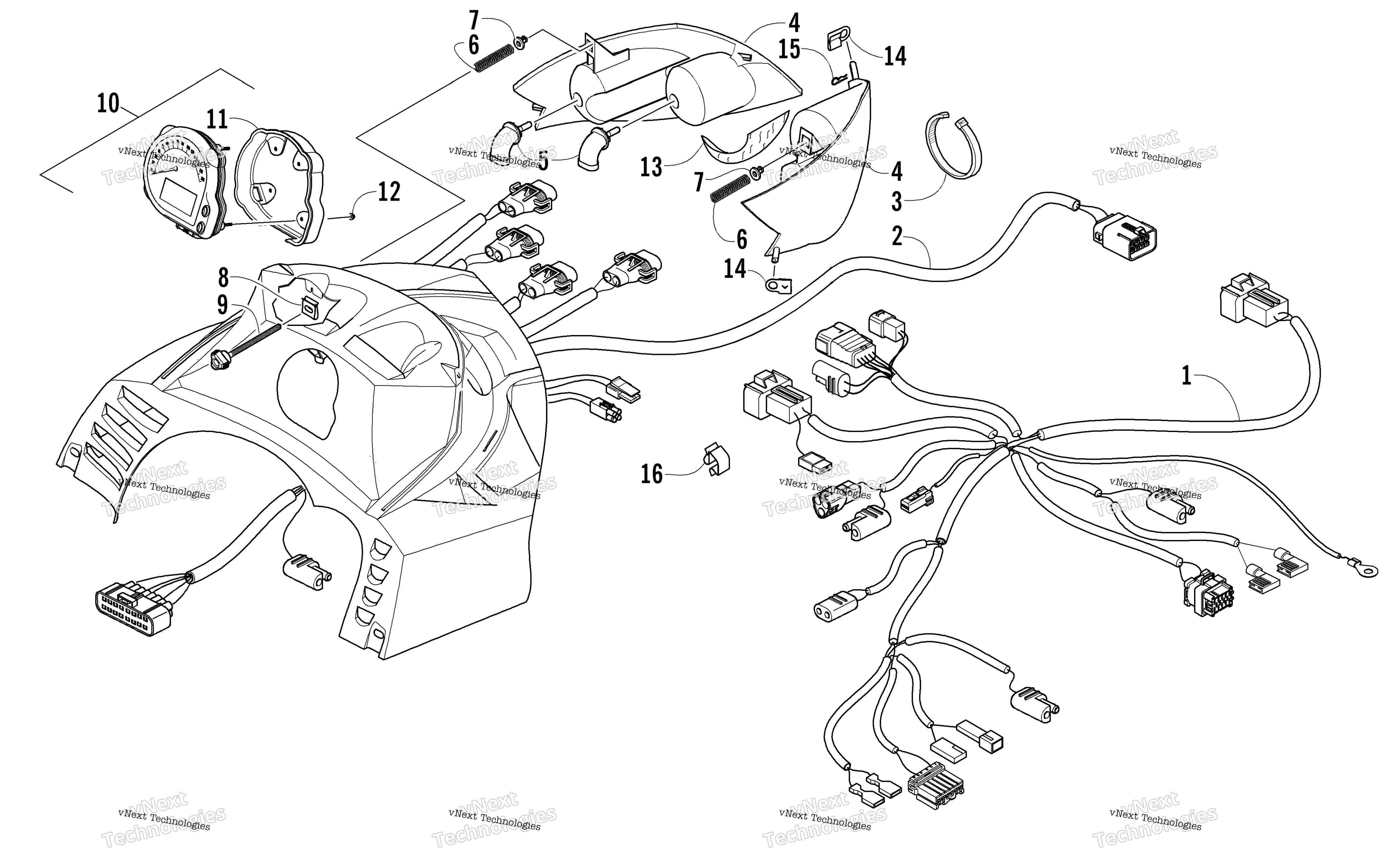 Headlight, Instruments, и Wiring Assemblies