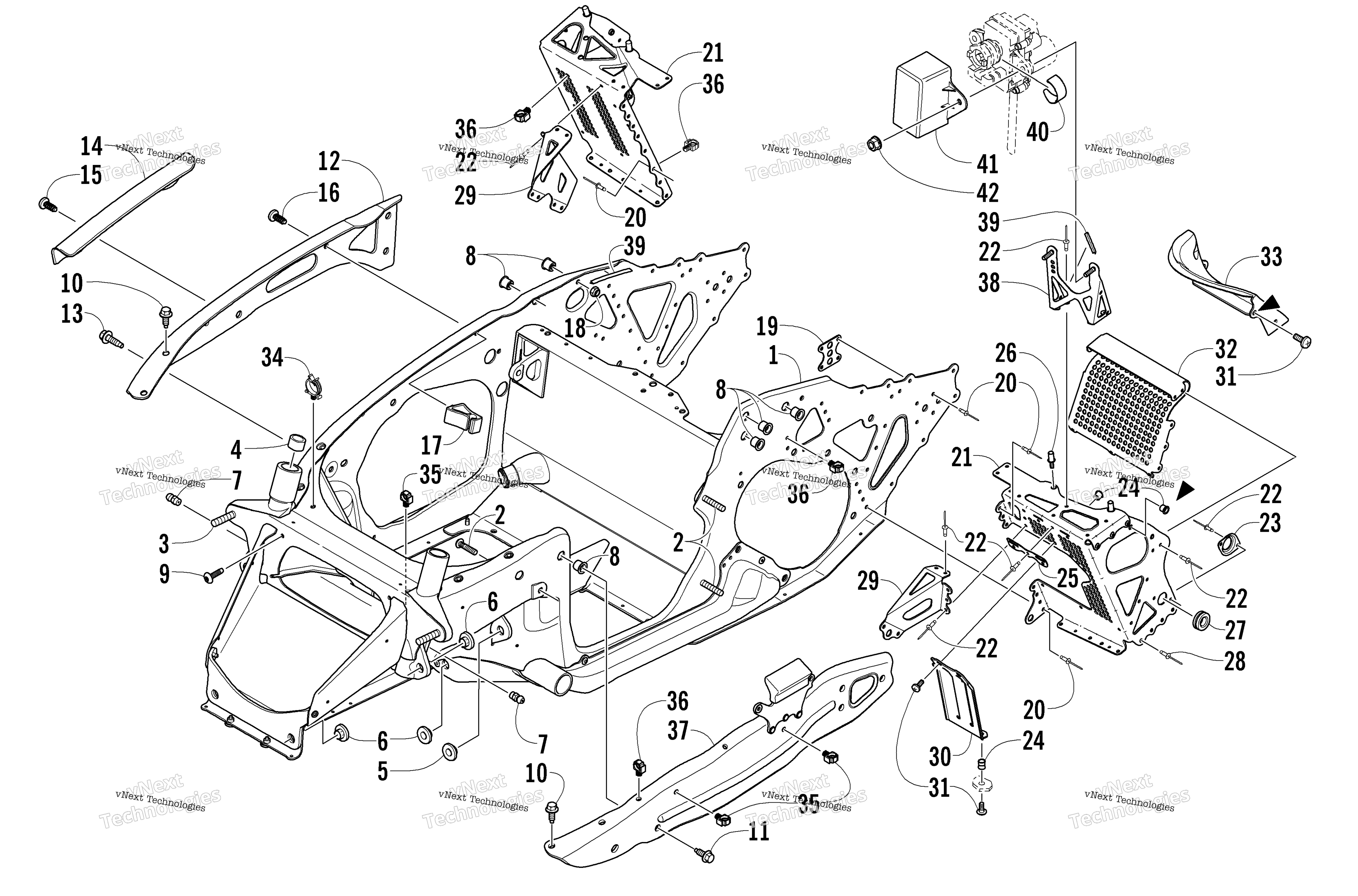 Передняя часть Frame And Footrest Assembly