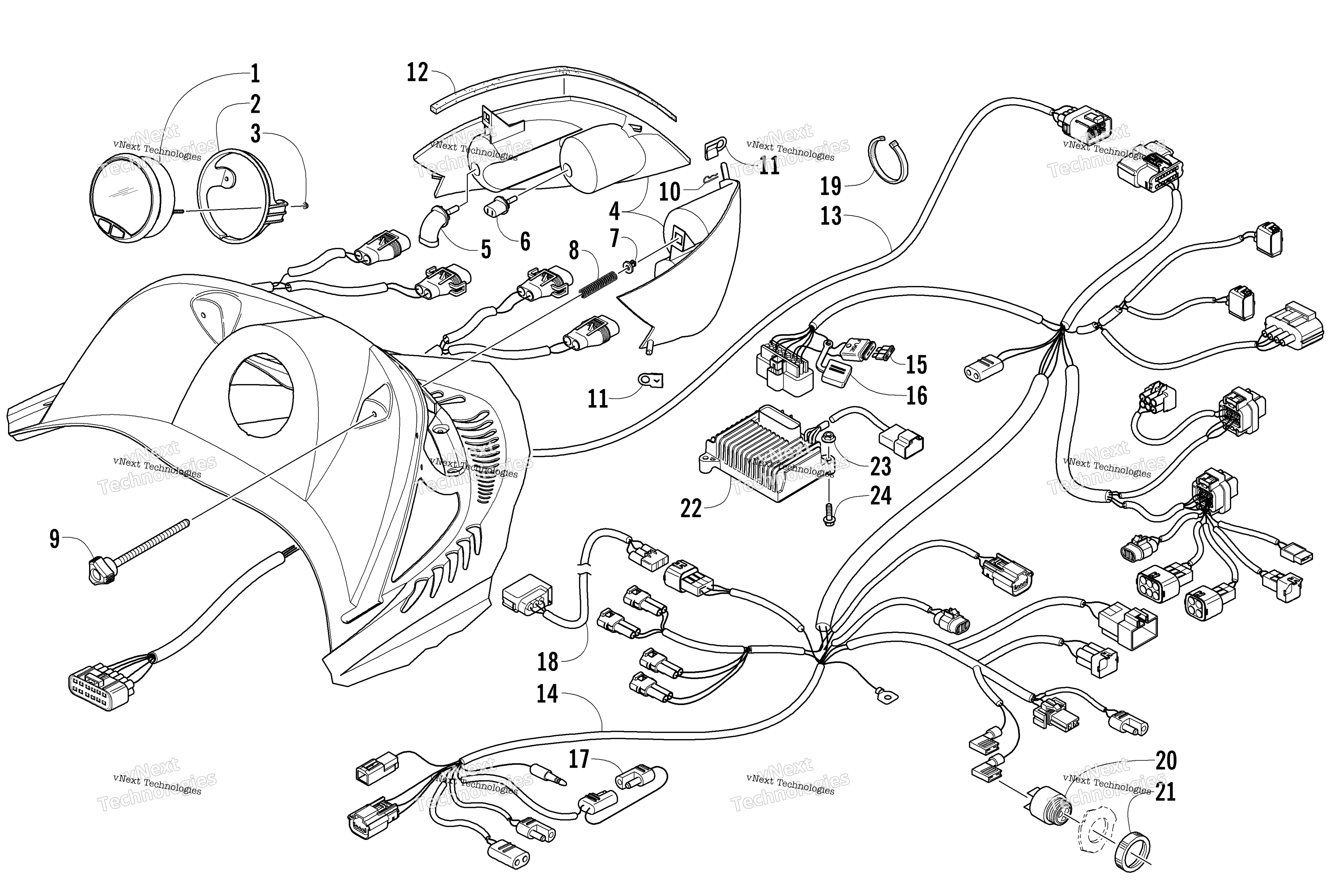 Headlight, Instruments, и Wiring Assemblies