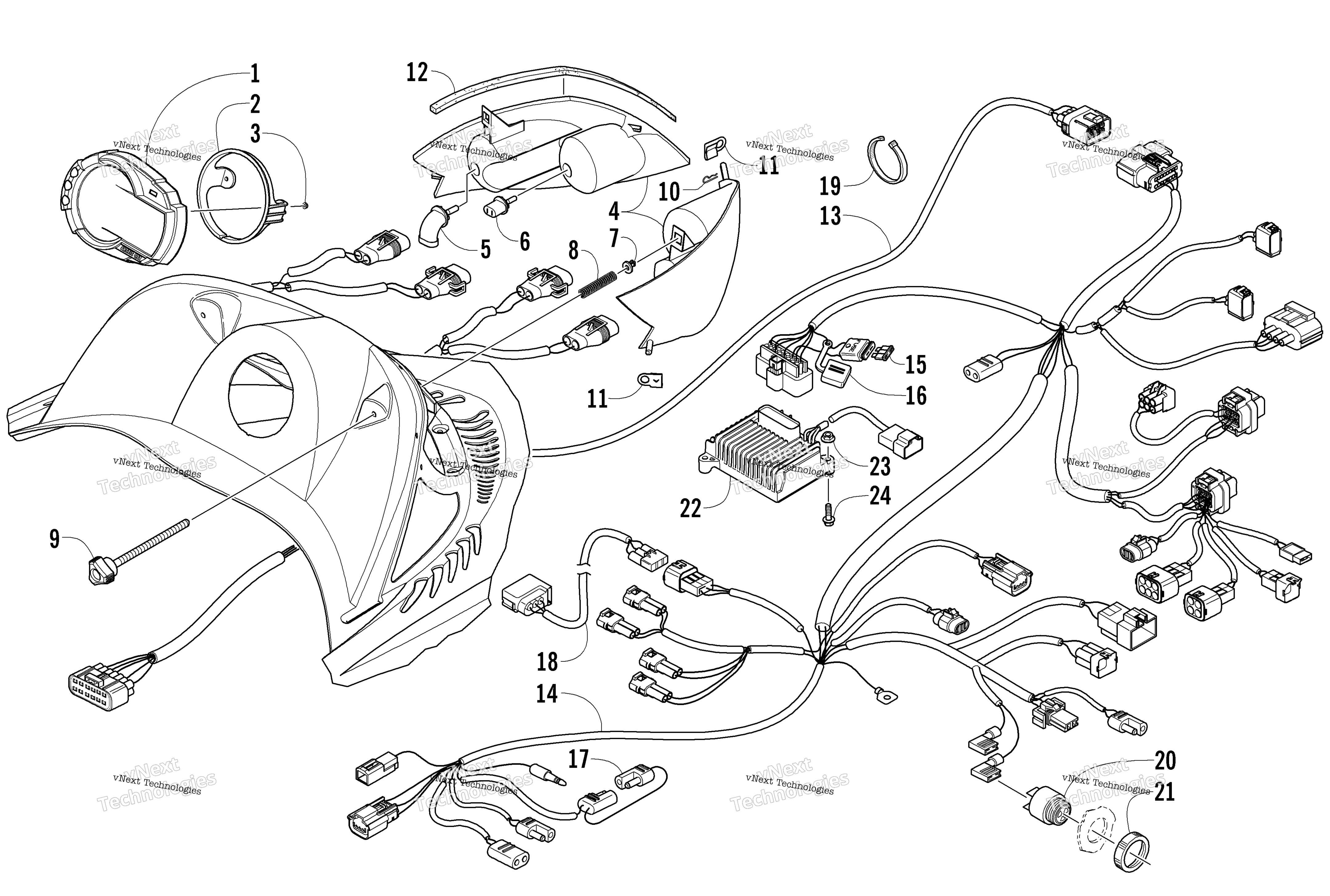 Headlight, Instruments, и Wiring Assemblies