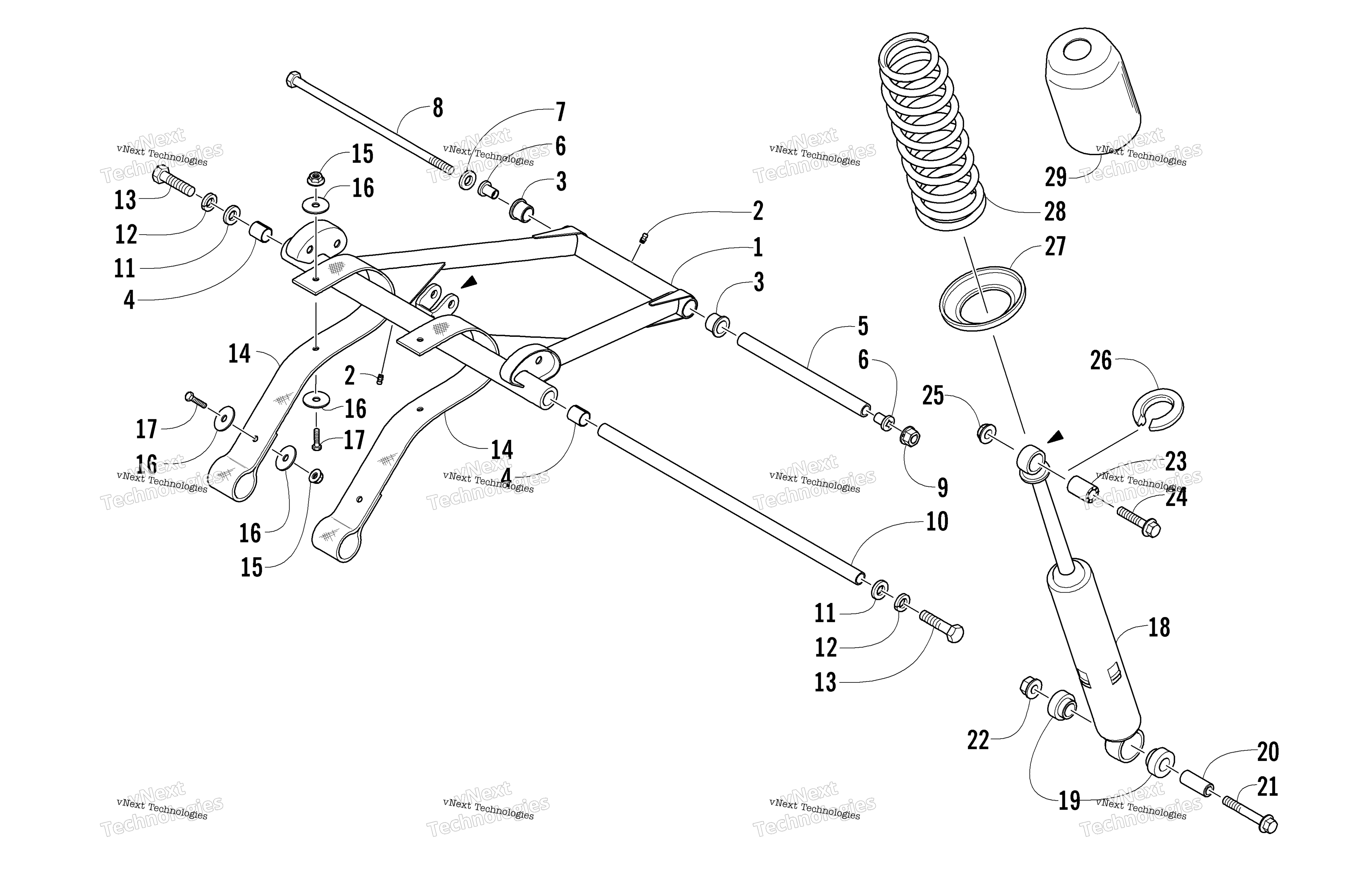 Задняя часть Suspension Front Arm Assembly