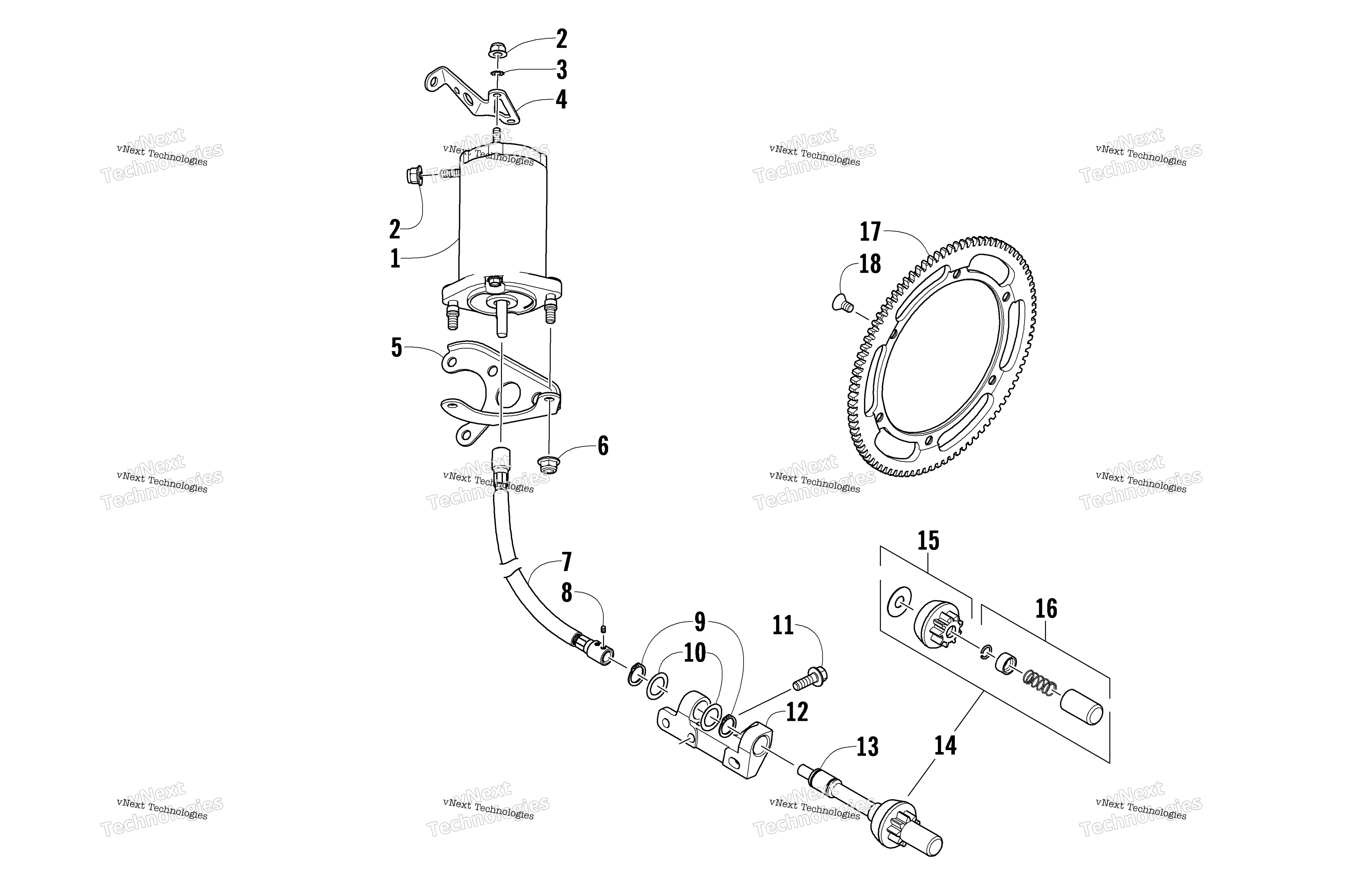 Flex привод Starter Motor узел