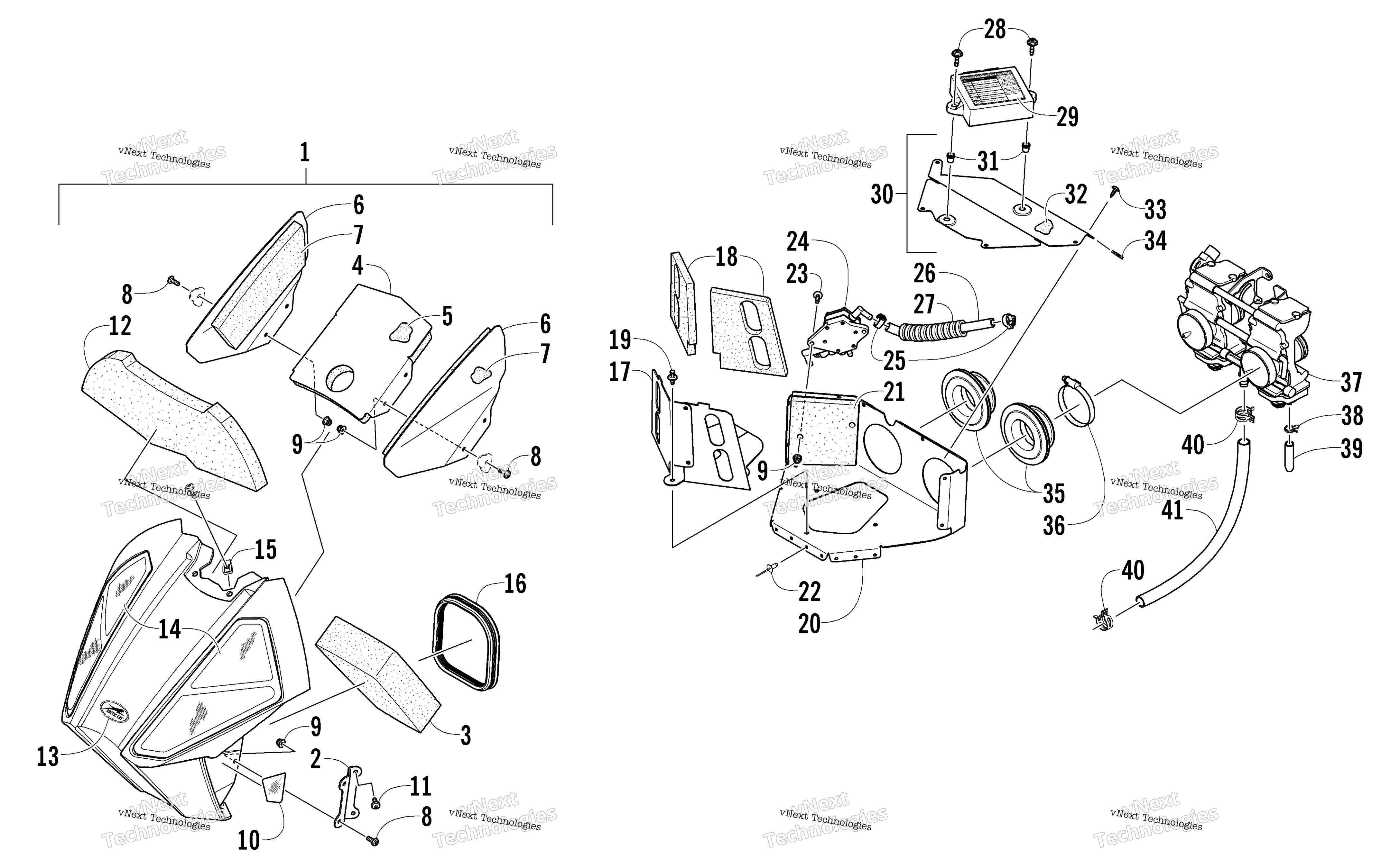 Воздушный Silencer, Carburetor, и топливный насос узел