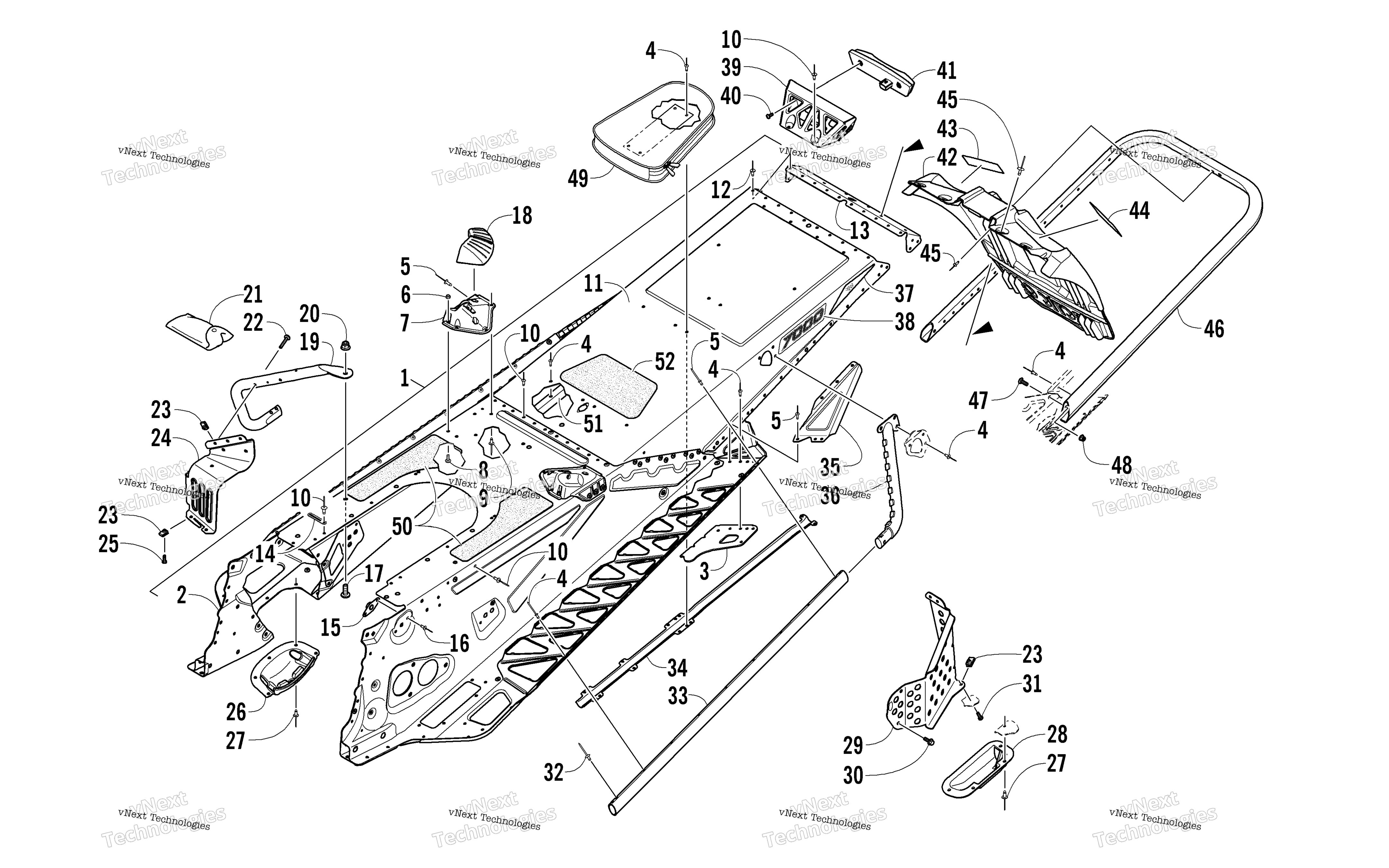 Tunnel, задний Bumper, и Snowflap узел