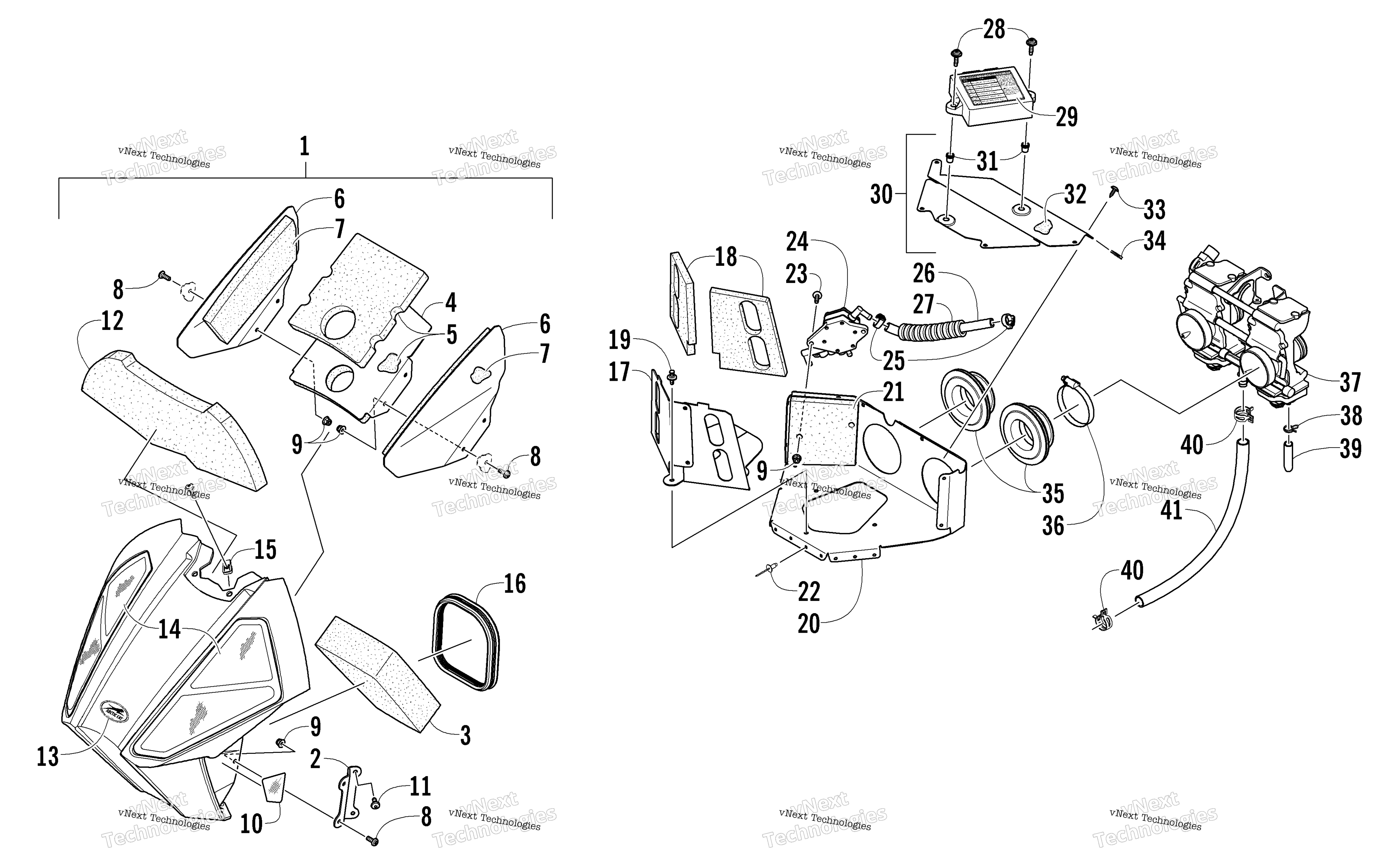 Воздушный Silencer, Carburetor, и топливный насос узел