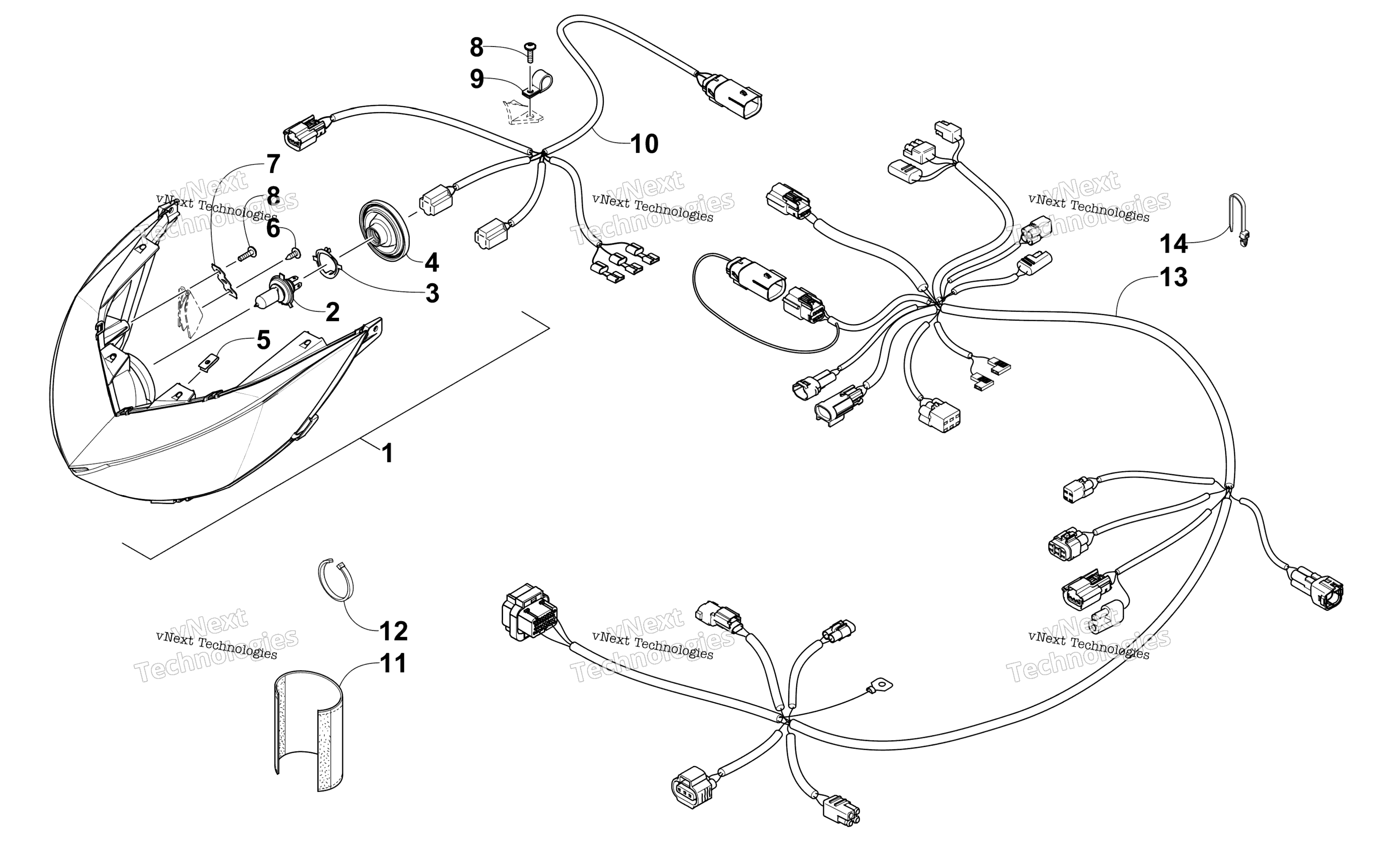 Фара And Wiring Assembly
