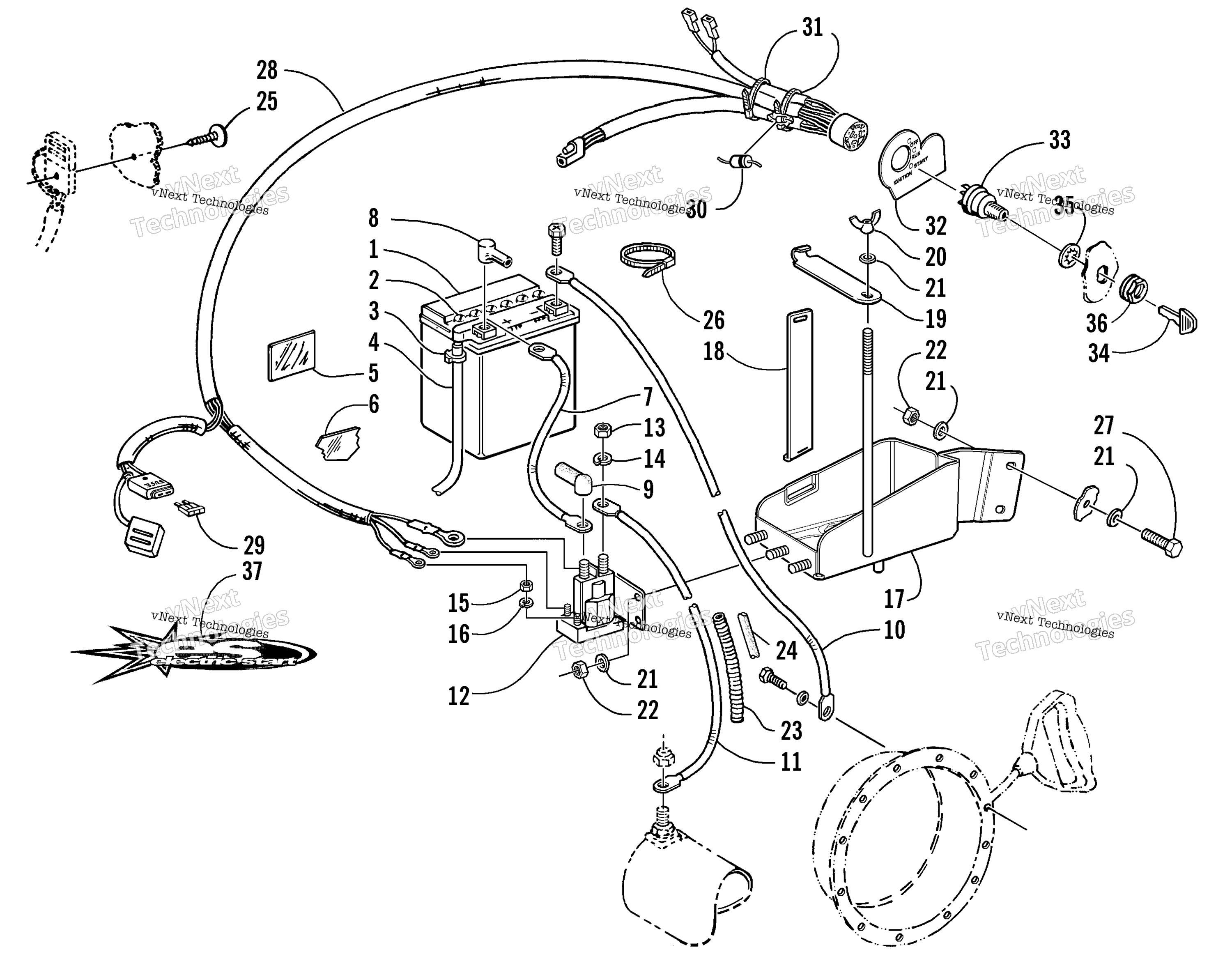 Battery, Solenoid, и Cables (Optional)