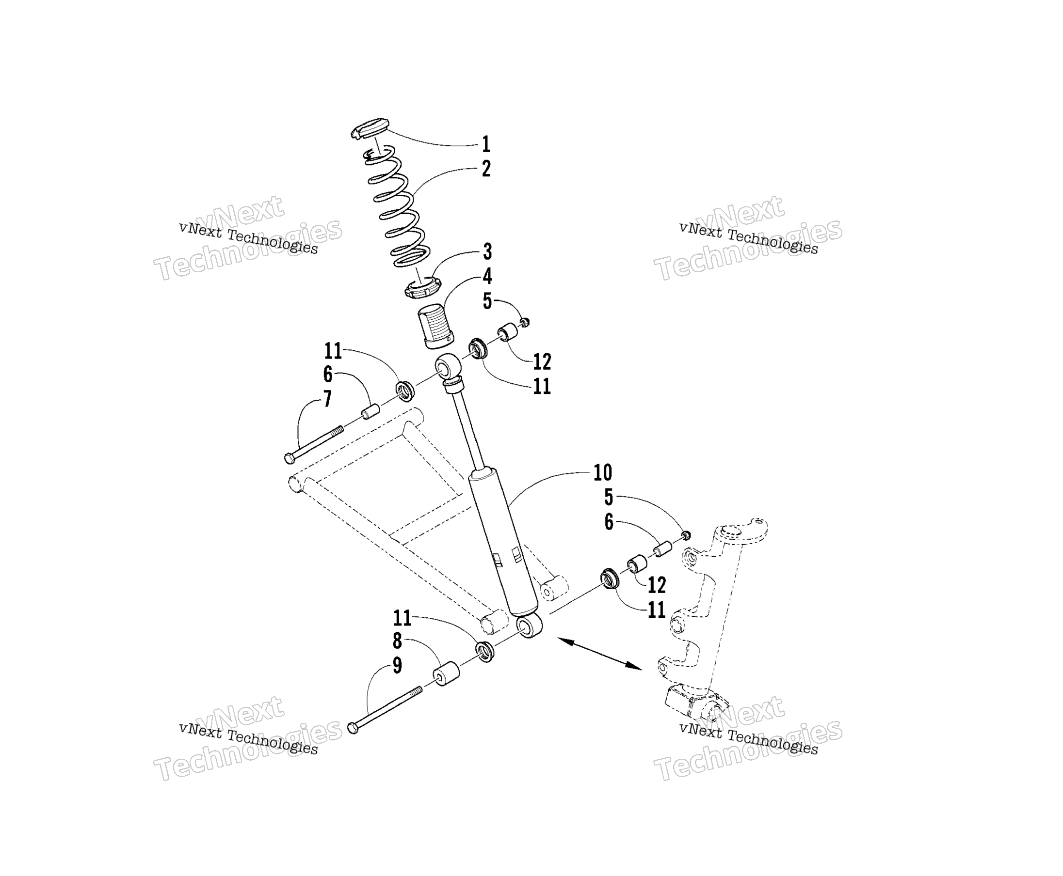 Передняя часть Suspension Shock Absorber Assembly