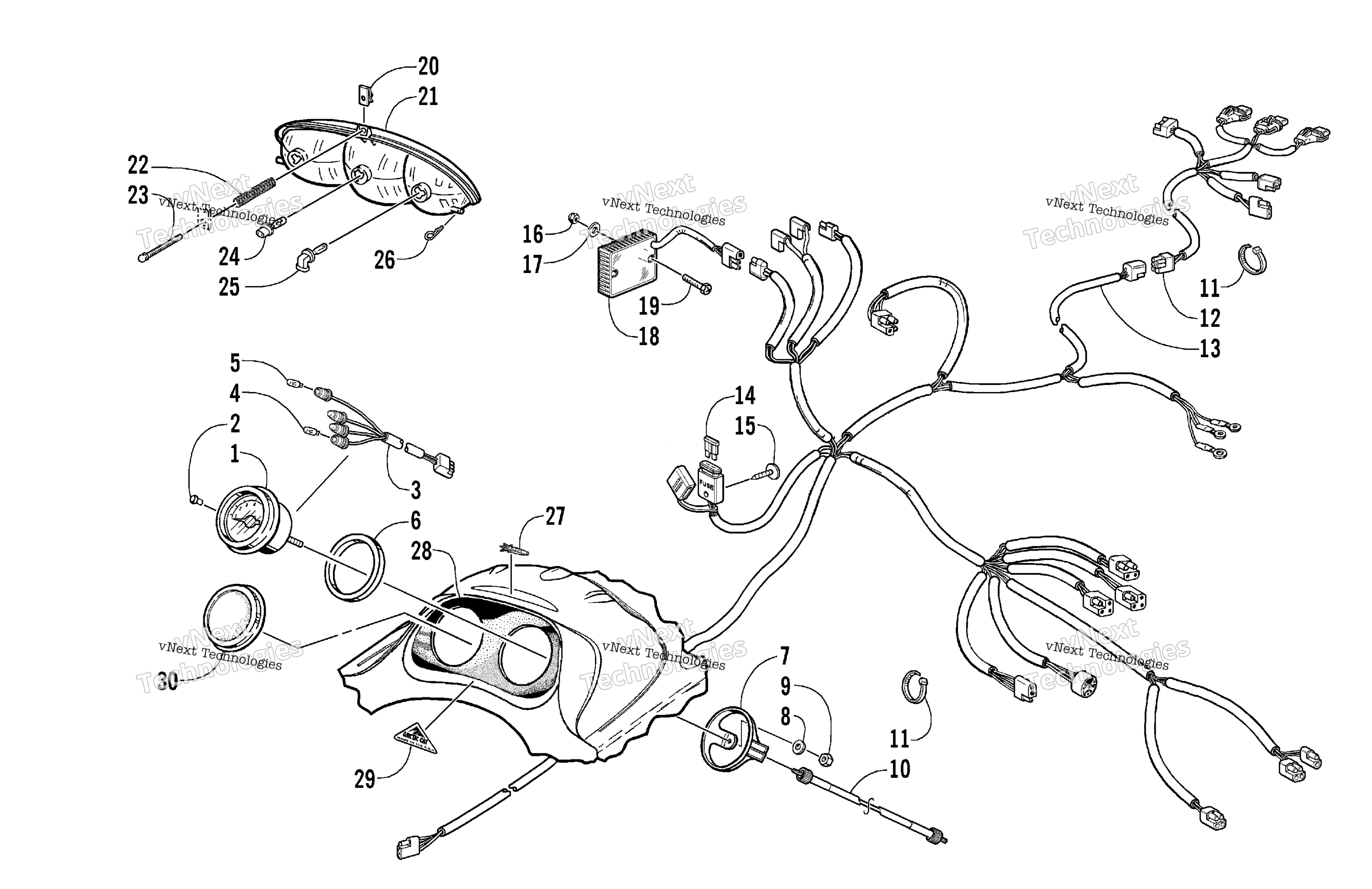 Headlight, Instruments, и Wiring Assemblies