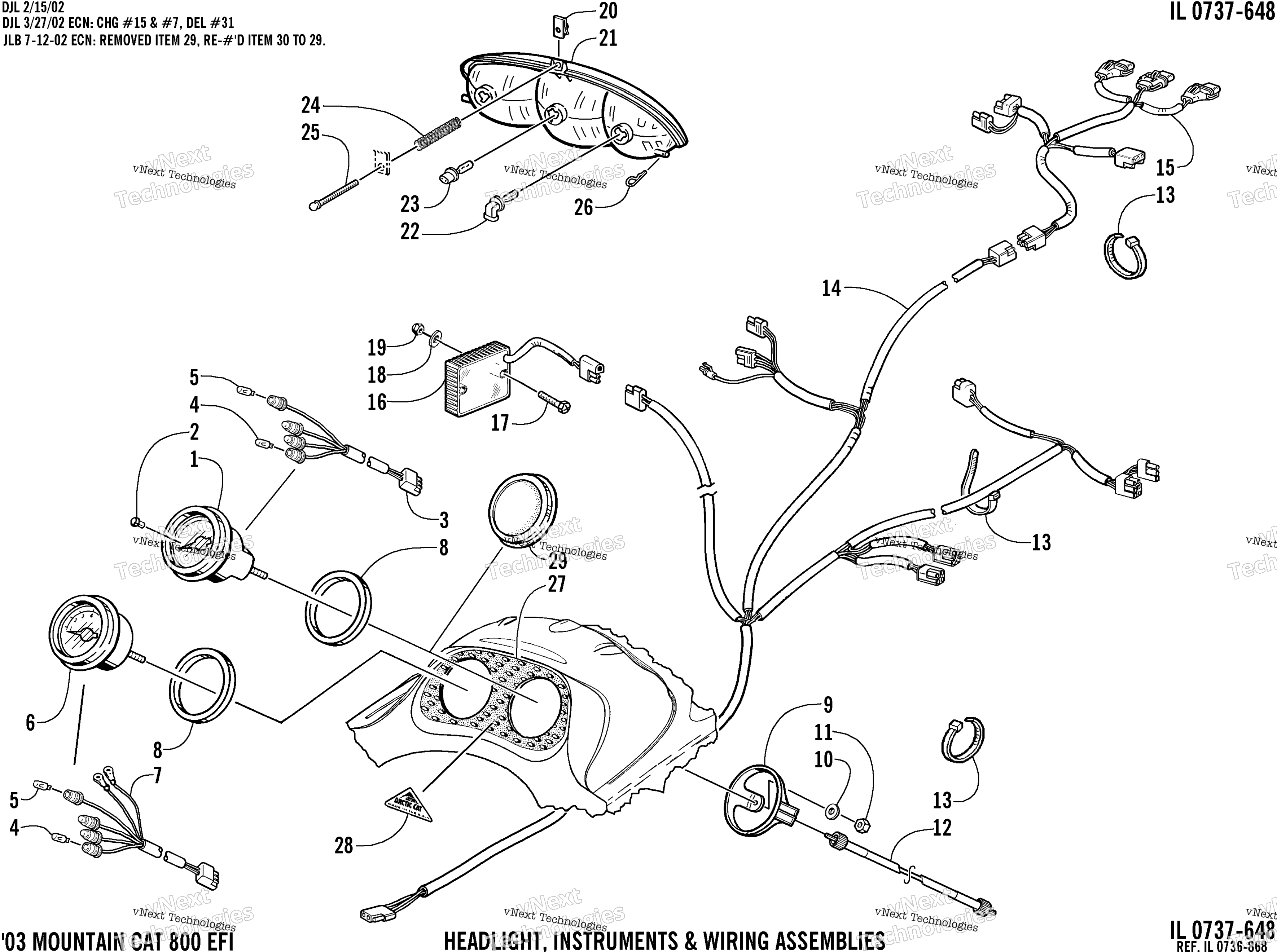 Headlight, Instruments, и Wiring Assemblies