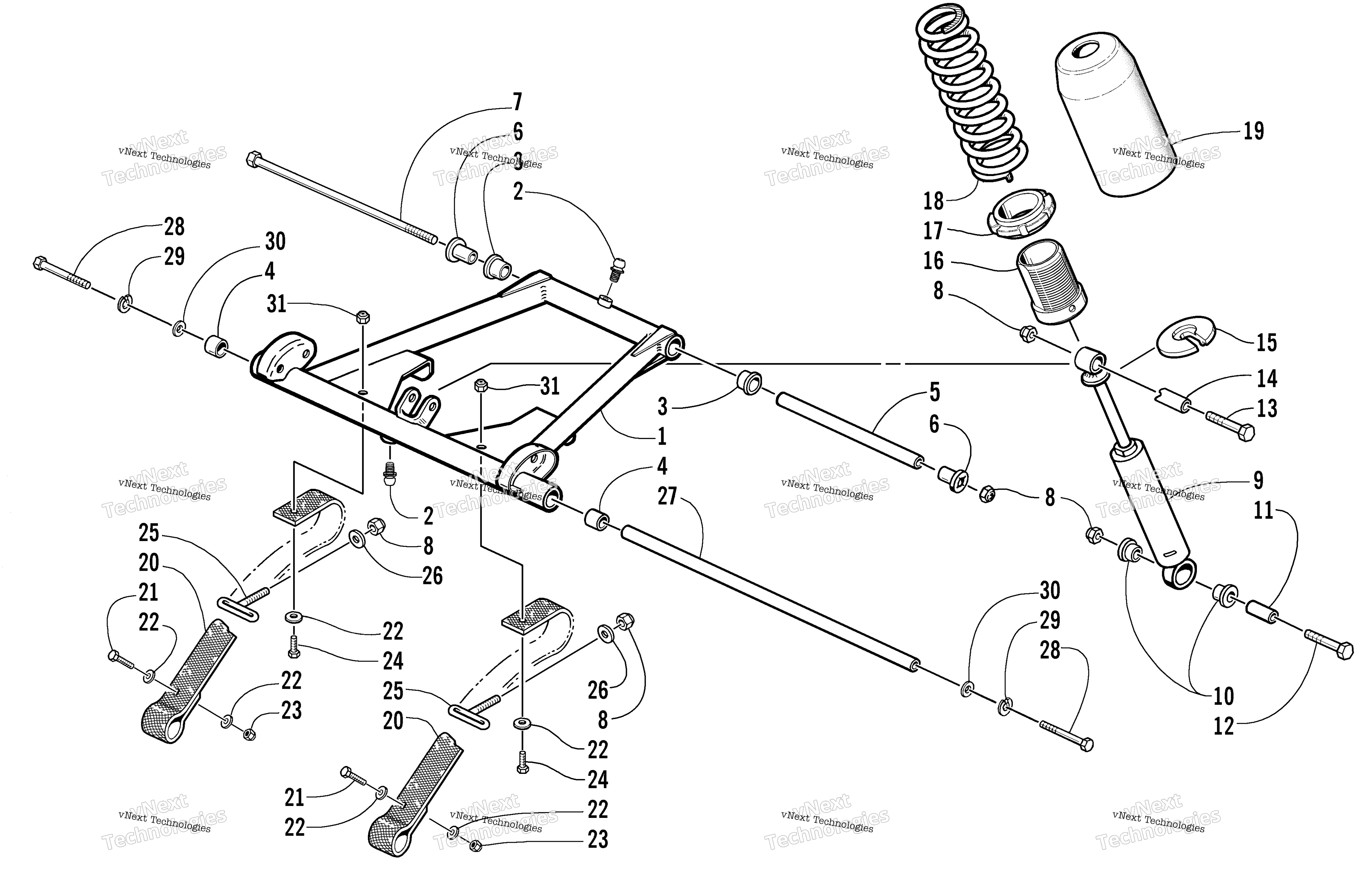 Задняя часть Suspension Front Arm Assembly