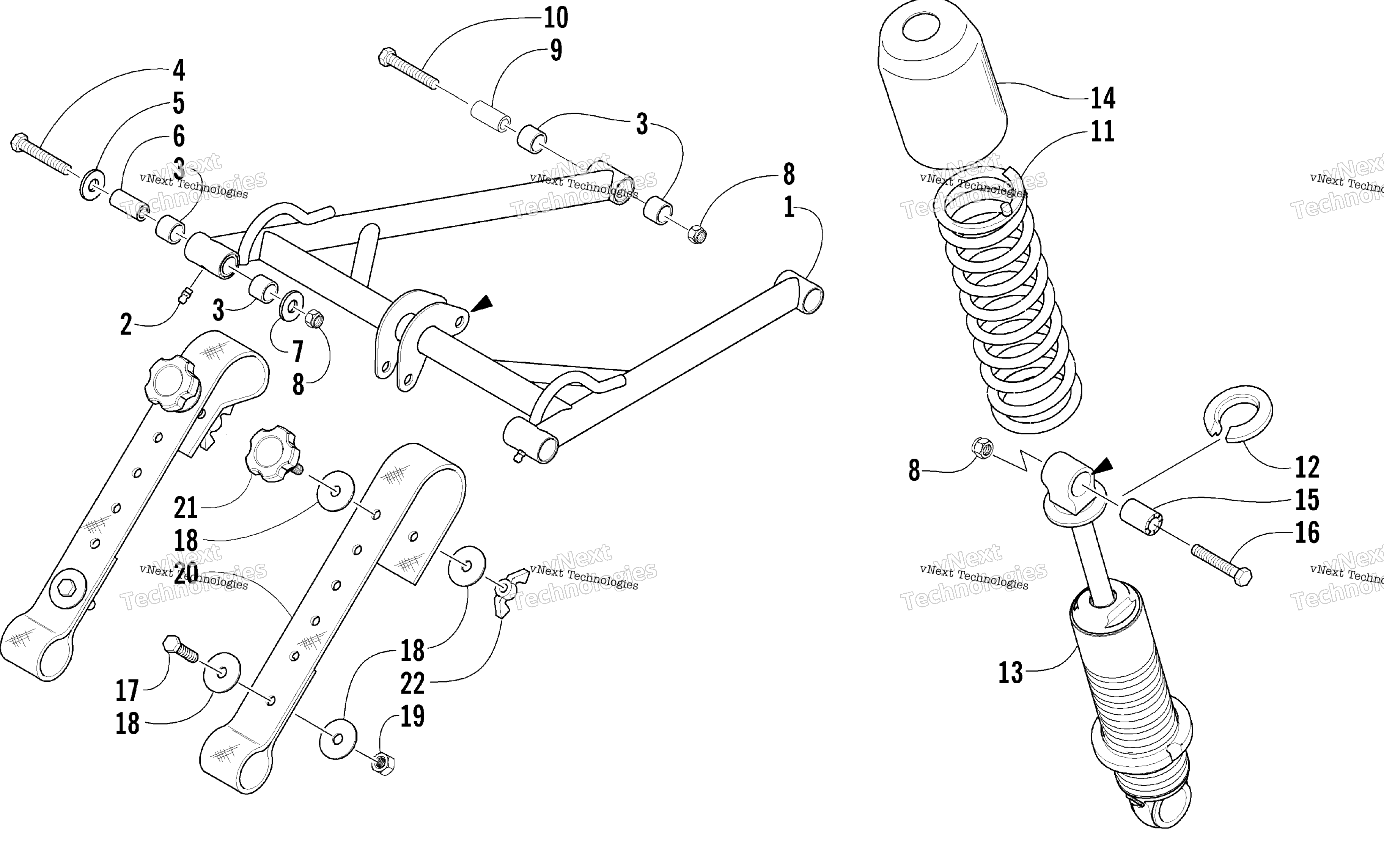 Задняя часть Suspension Front Arm Assembly