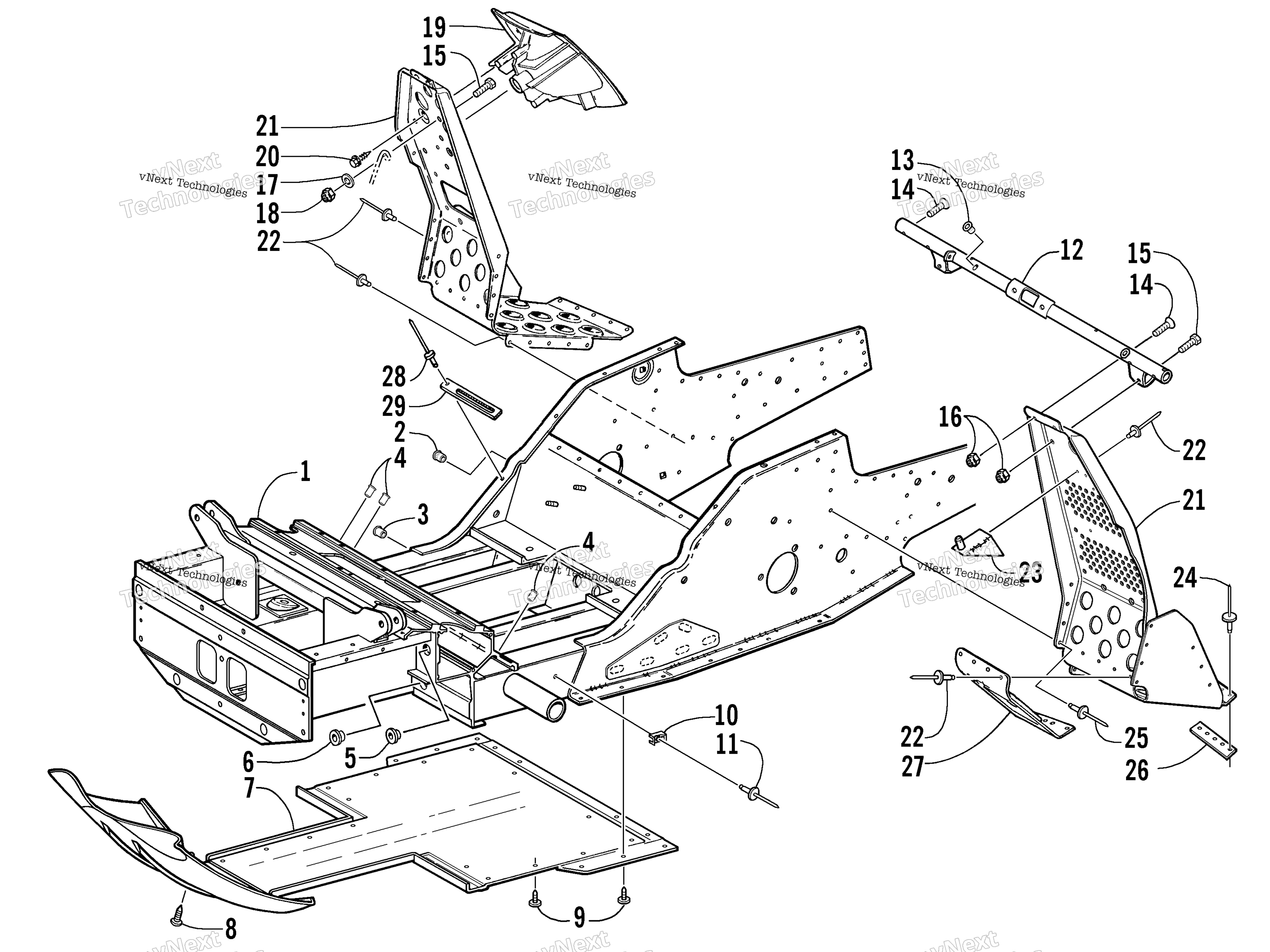 Передняя часть Frame And Footrest Assembly